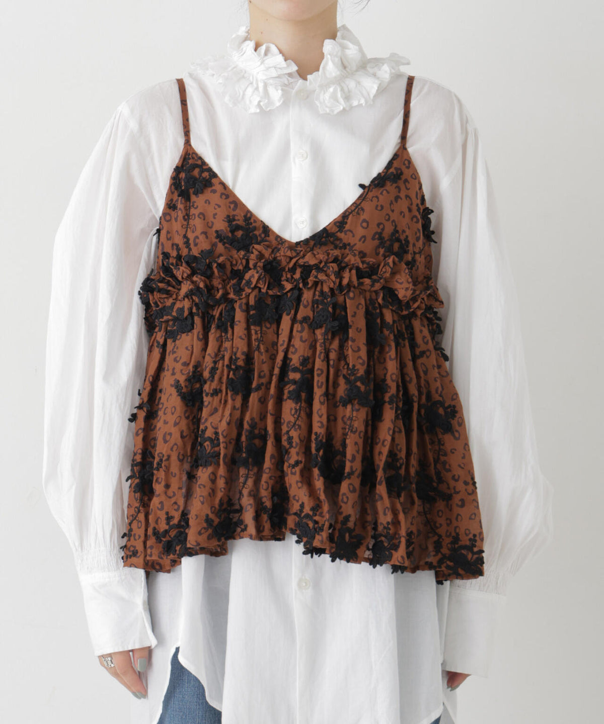 crinkle crinkle crinkle/3D embroidery leopard cami(セットアップ可) 6716221001