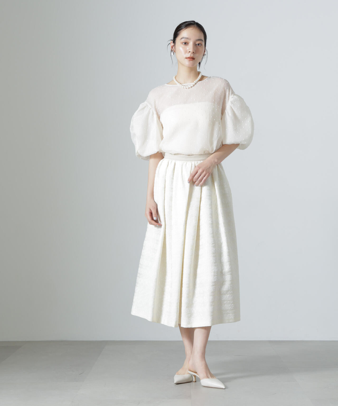 troisiemechaco/SEER PUFFY JAQUARD ブラウス 6716221002