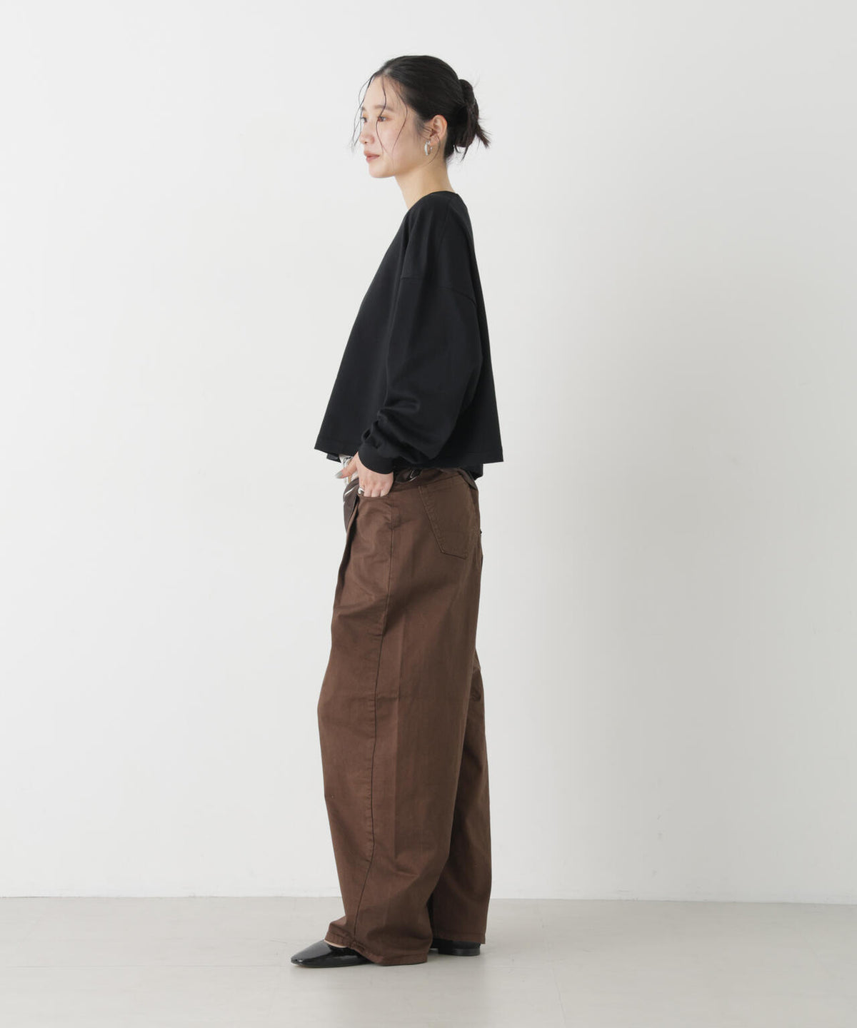 Hanes/1P KURO for HER クロップドワイドT 6716223010