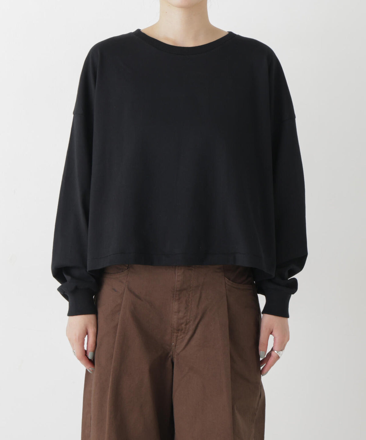 Hanes/1P KURO for HER クロップドワイドT 6716223010