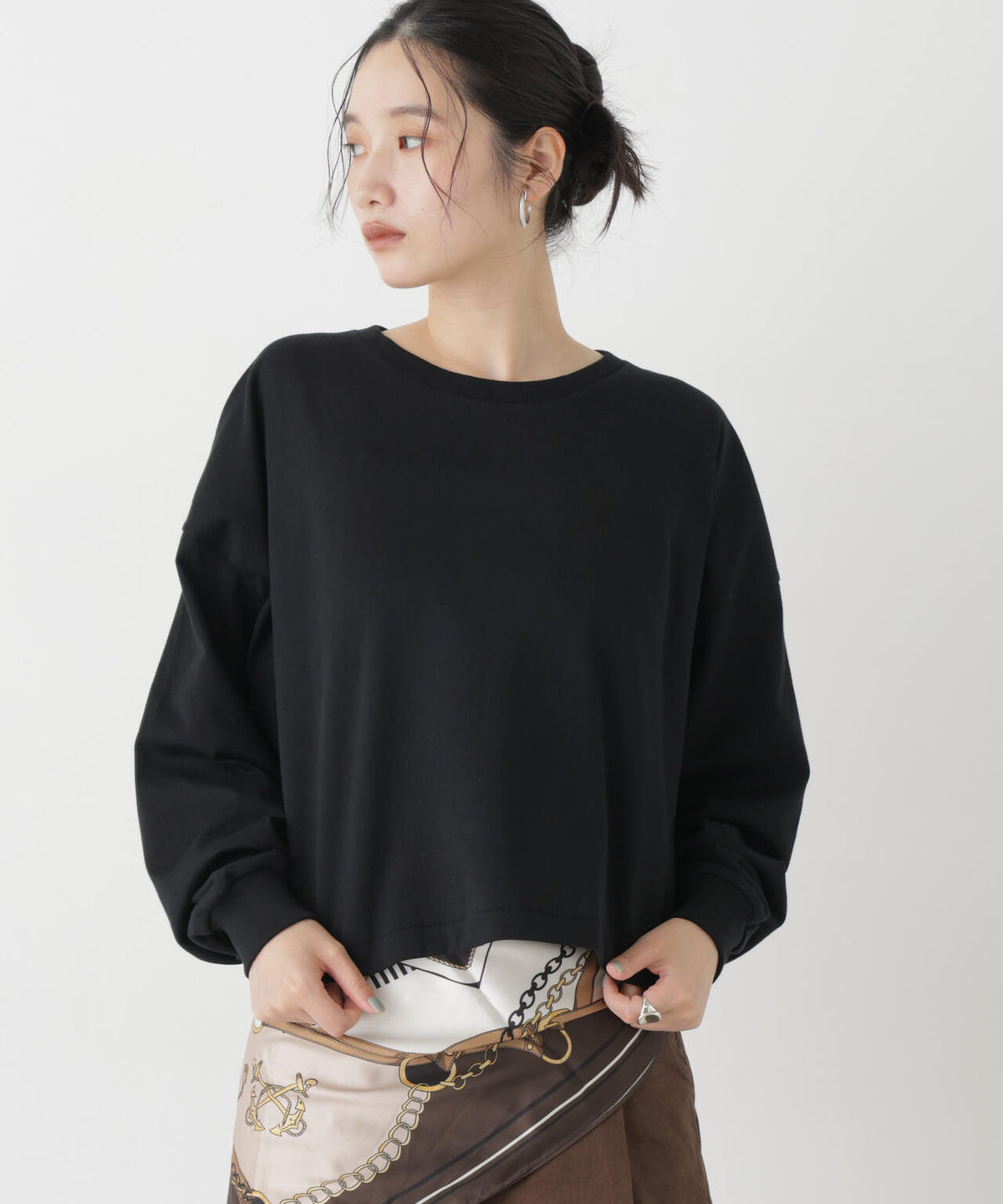 Hanes/1P KURO for HER クロップドワイドT 6716223010