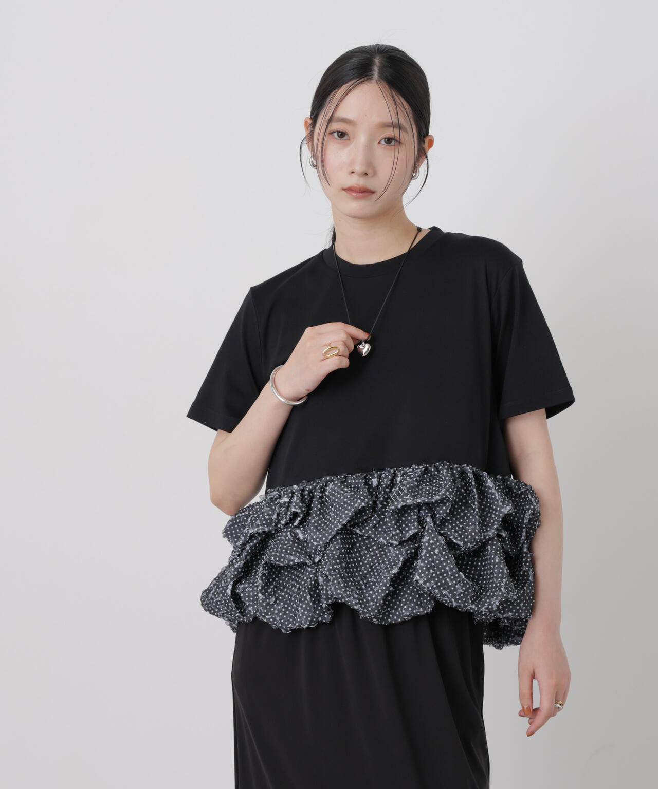 troisiemechaco/DOT TULLE LACE×JERSEY トップス 6716224007