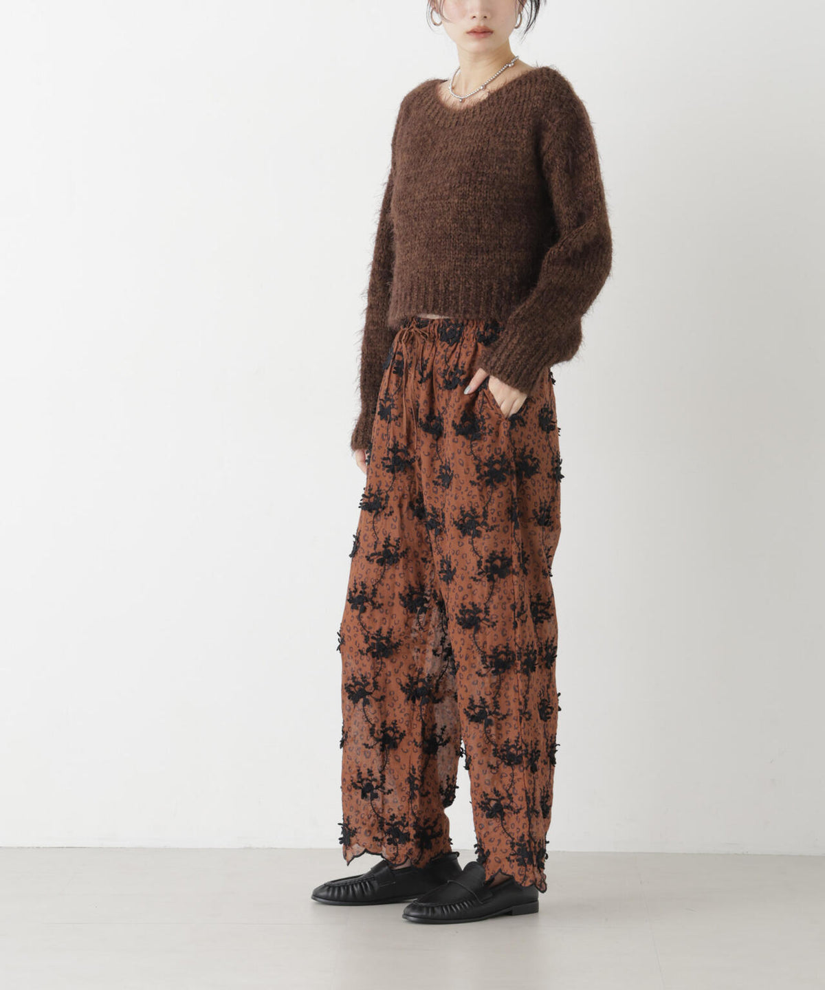 crinkle crinkle crinkle/3D embroidery leopard pants(セットアップ可) 6716227006