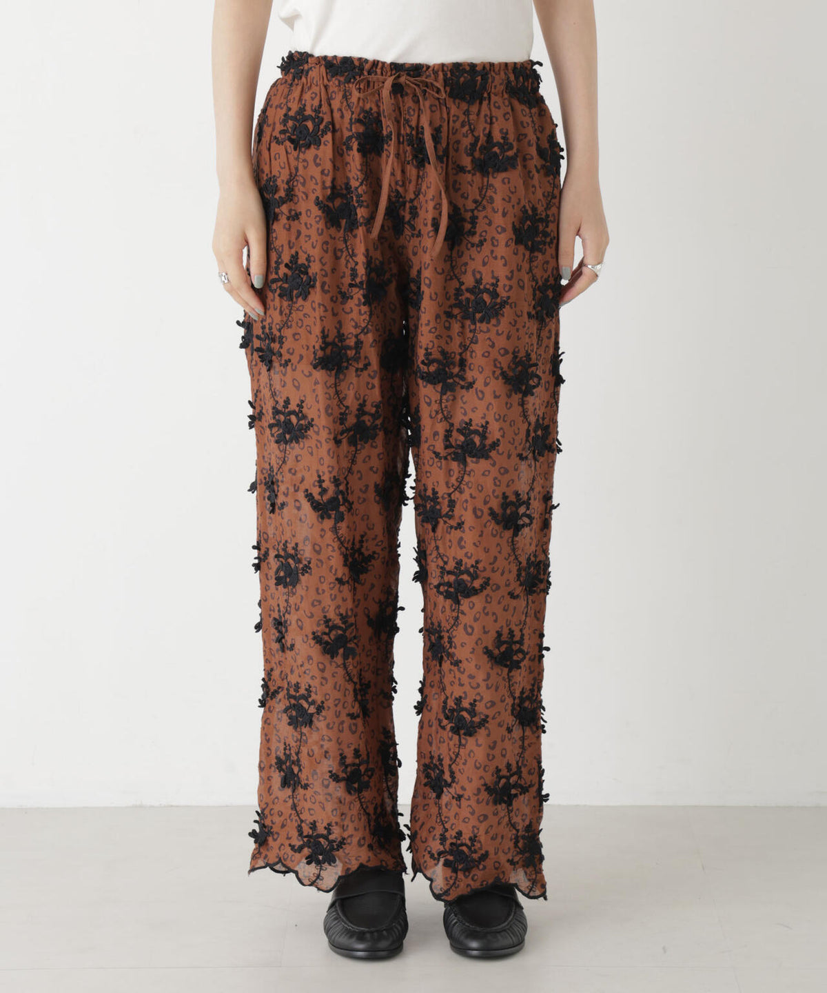 crinkle crinkle crinkle/3D embroidery leopard pants(セットアップ可) 6716227006