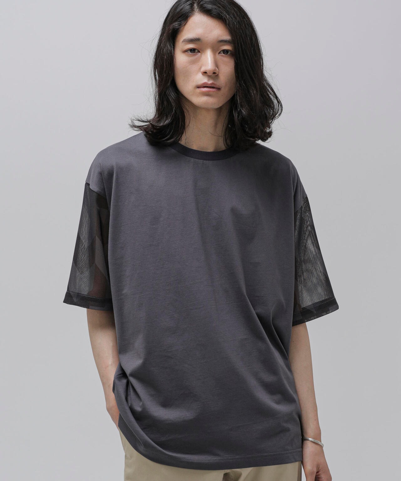 LB.04/幾何学切り替えTシャツ 6723124243