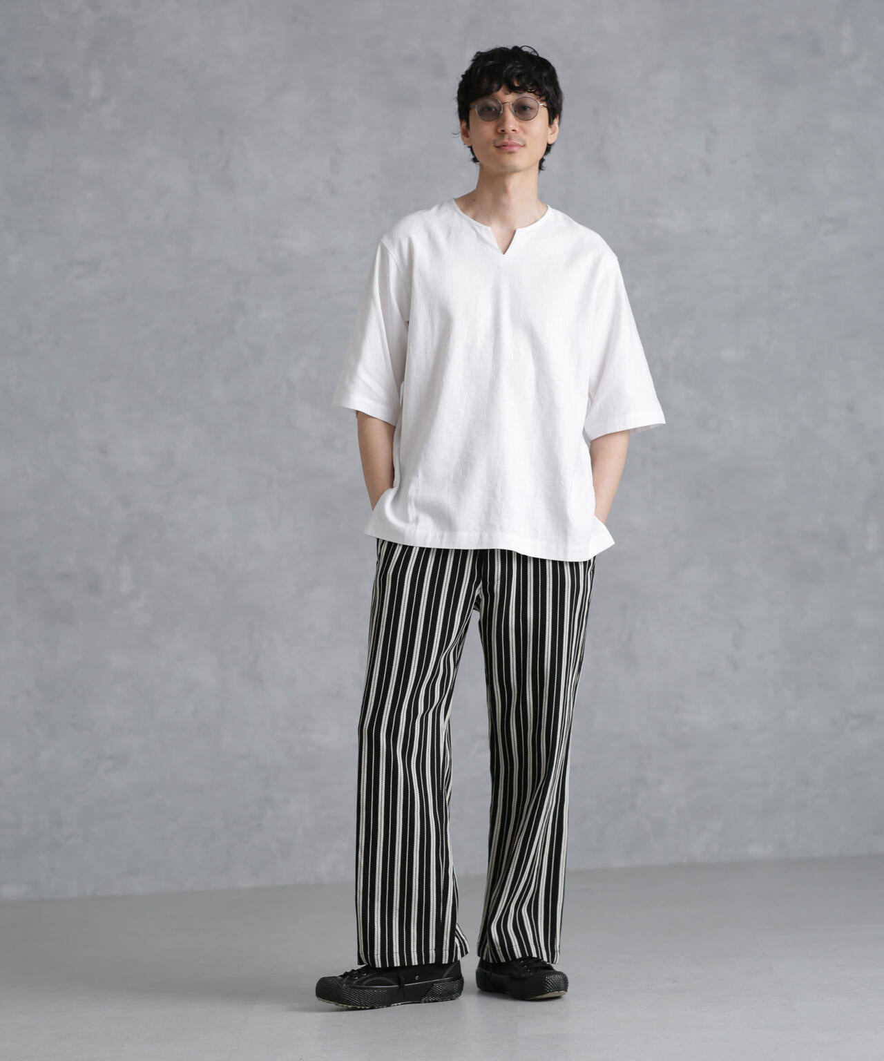 フレンチリネンプルオーバーシャツ 半袖 6724121207