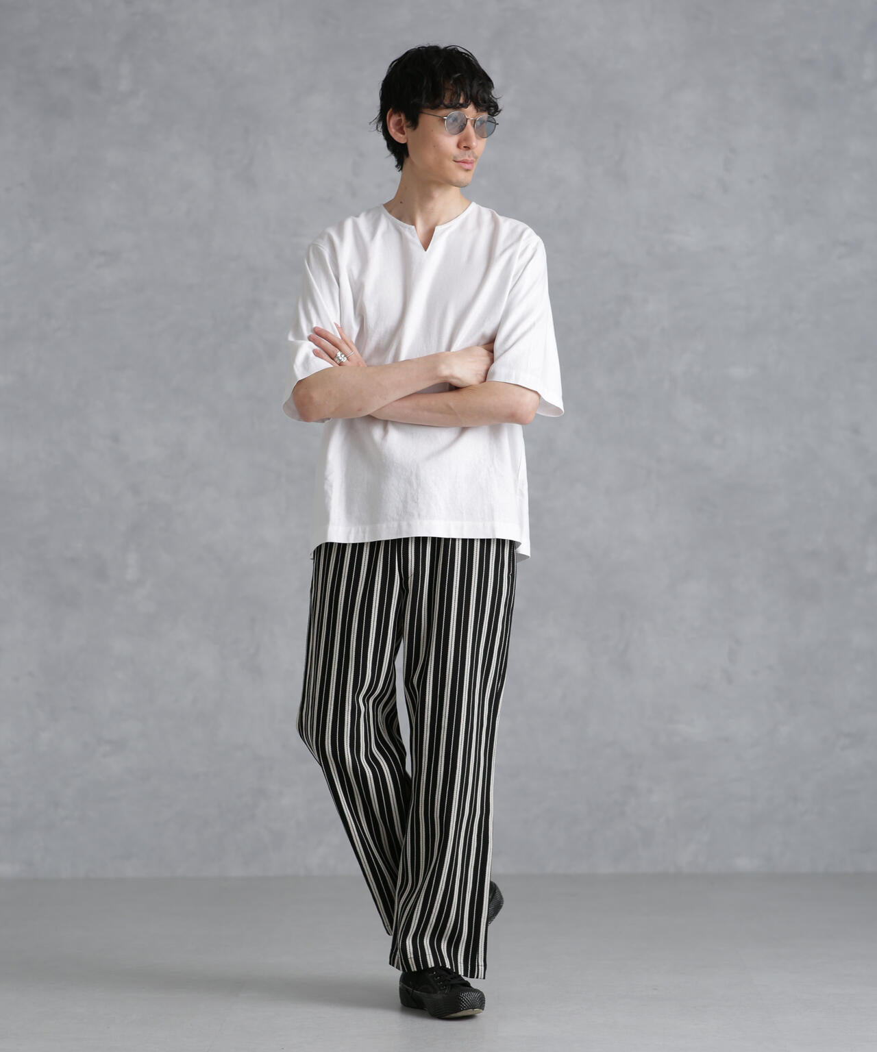 フレンチリネンプルオーバーシャツ 半袖 6724121207