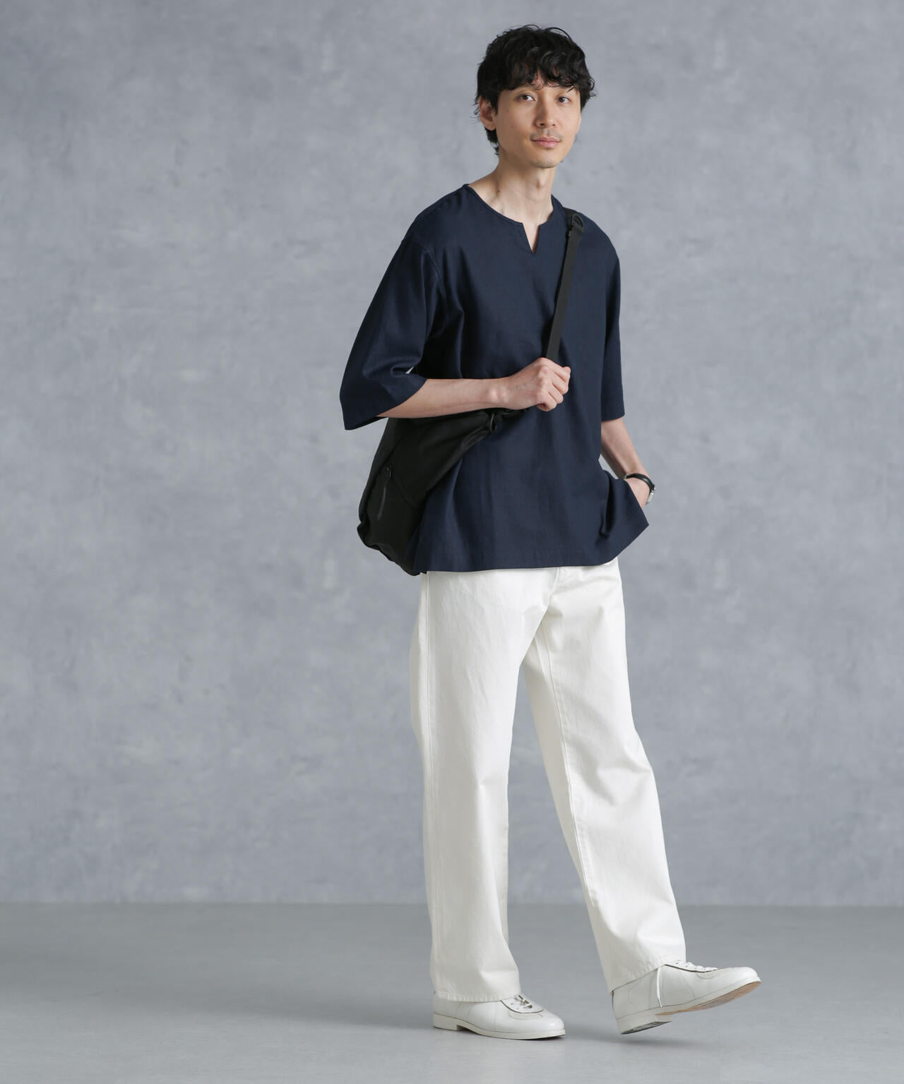 フレンチリネンプルオーバーシャツ 半袖 6724121207