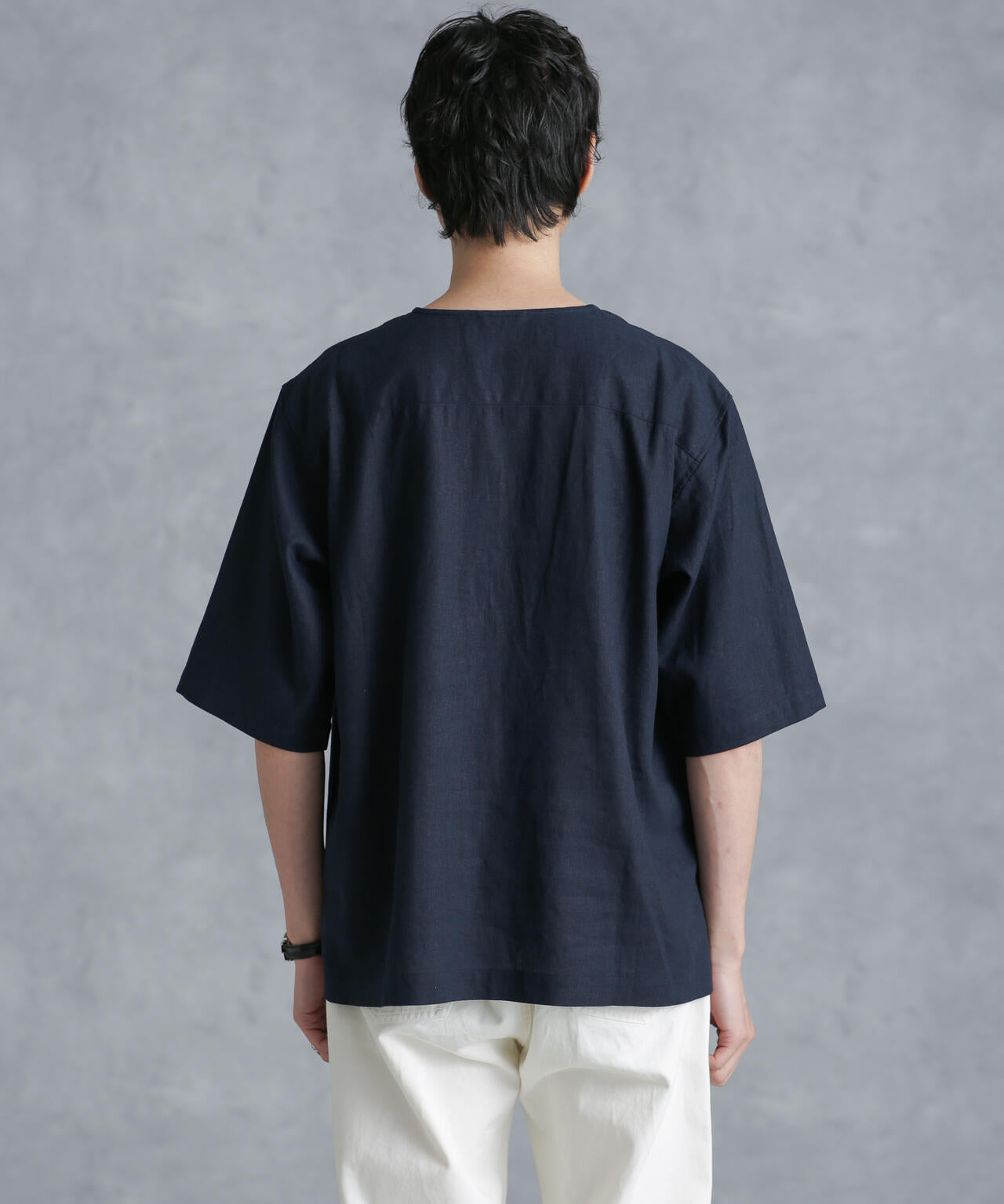 フレンチリネンプルオーバーシャツ 半袖 6724121207