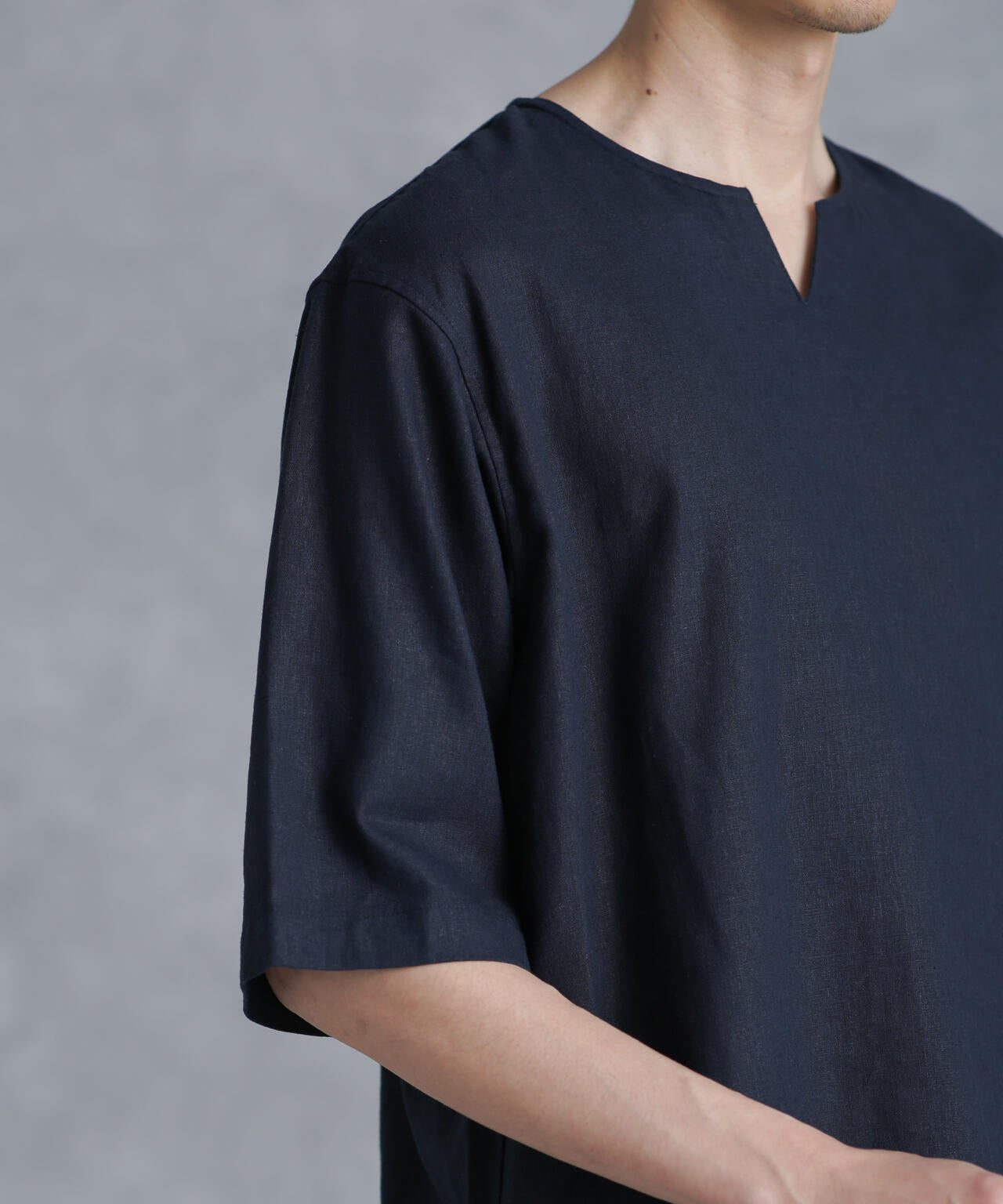 フレンチリネンプルオーバーシャツ 半袖 6724121207