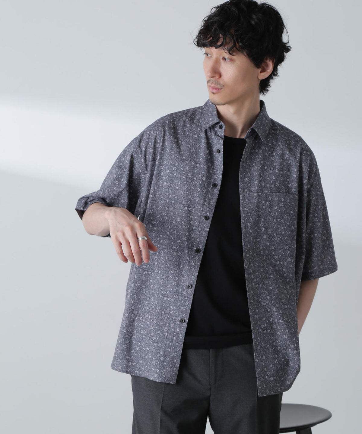 小花柄レギュラーシャツ 半袖 6724121230