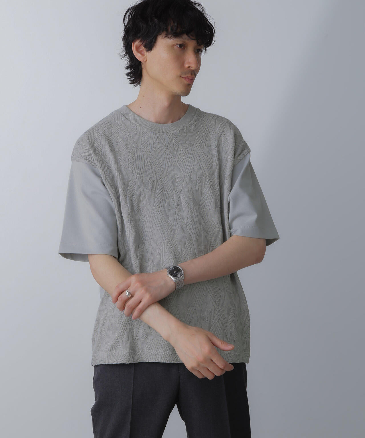 ツートーン切り替えTシャツ 半袖 6724124224