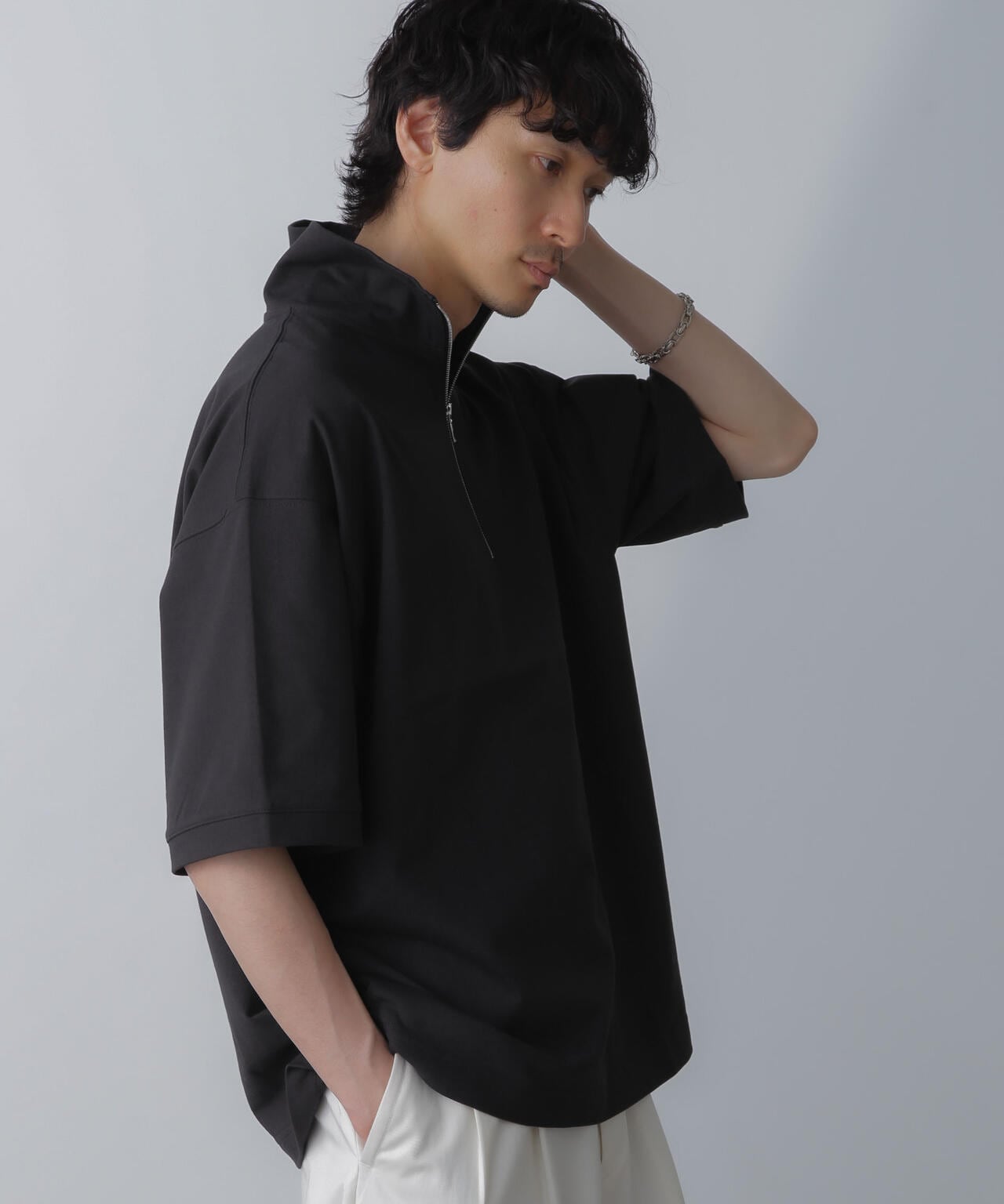 HALF ZIP ワイドシルエット Tシャツ 半袖 6724124225