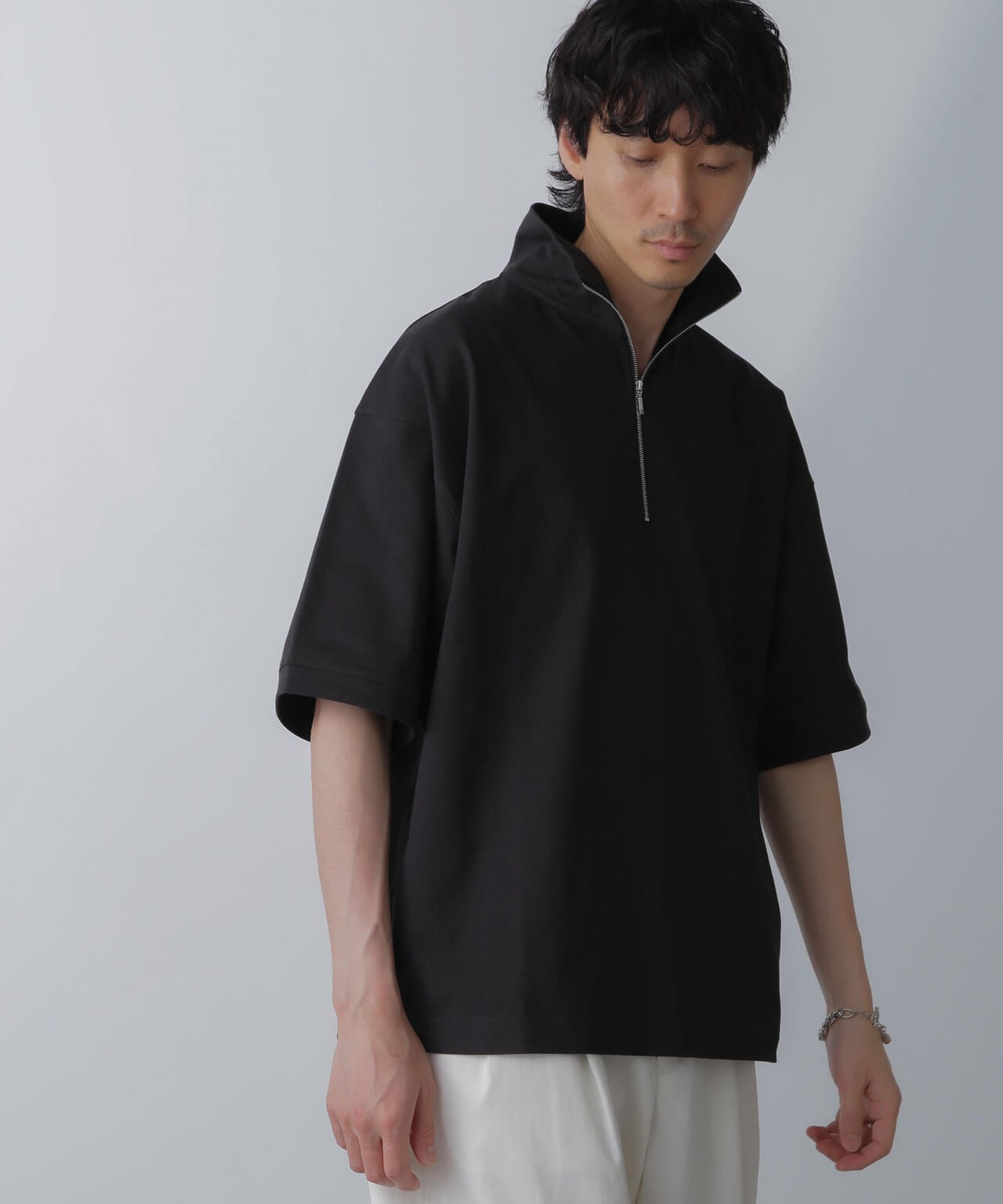 HALF ZIP ワイドシルエット Tシャツ 半袖 6724124225