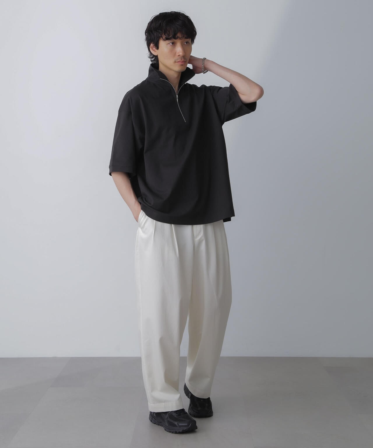 HALF ZIP ワイドシルエット Tシャツ 半袖 6724124225
