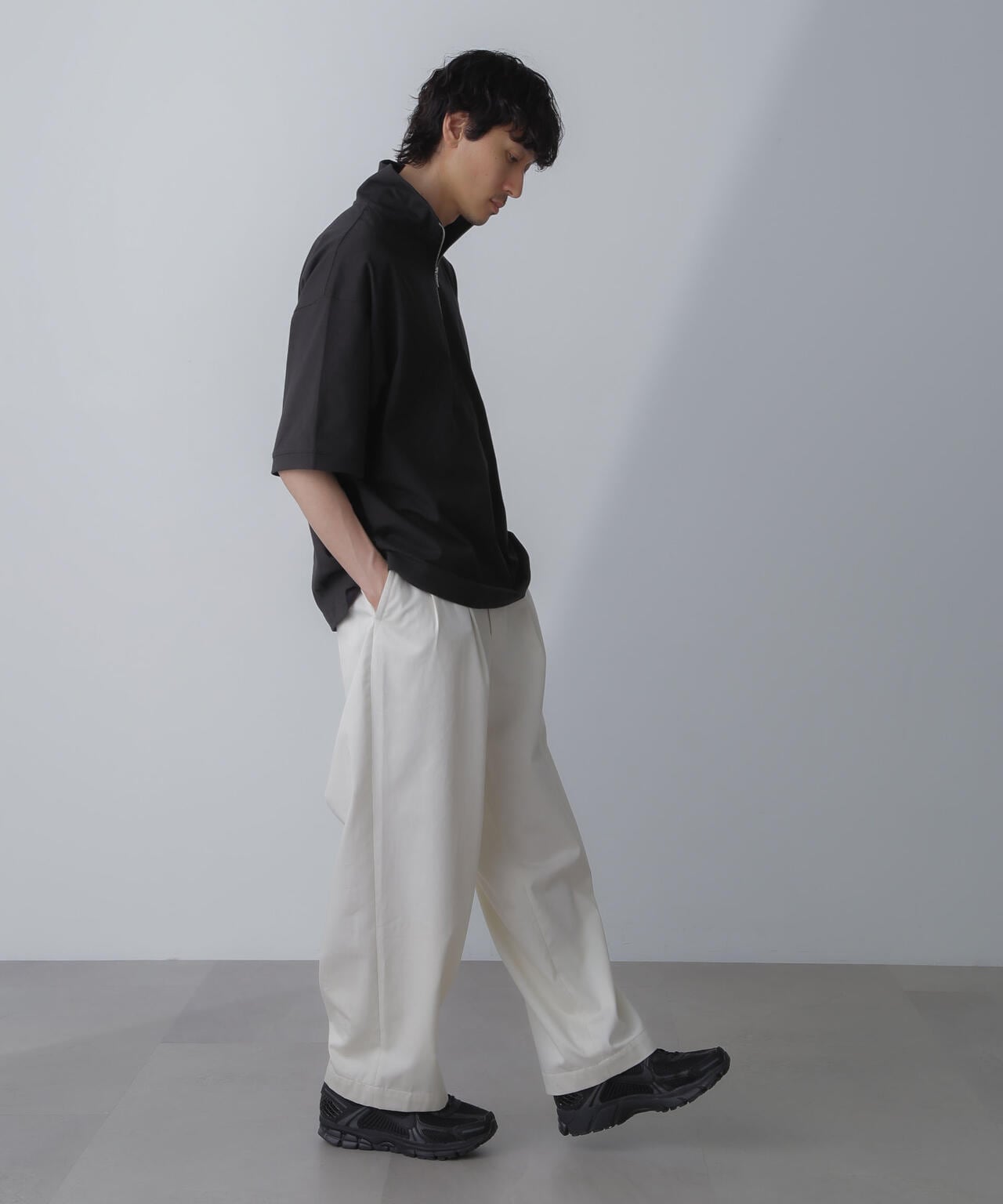 HALF ZIP ワイドシルエット Tシャツ 半袖 6724124225