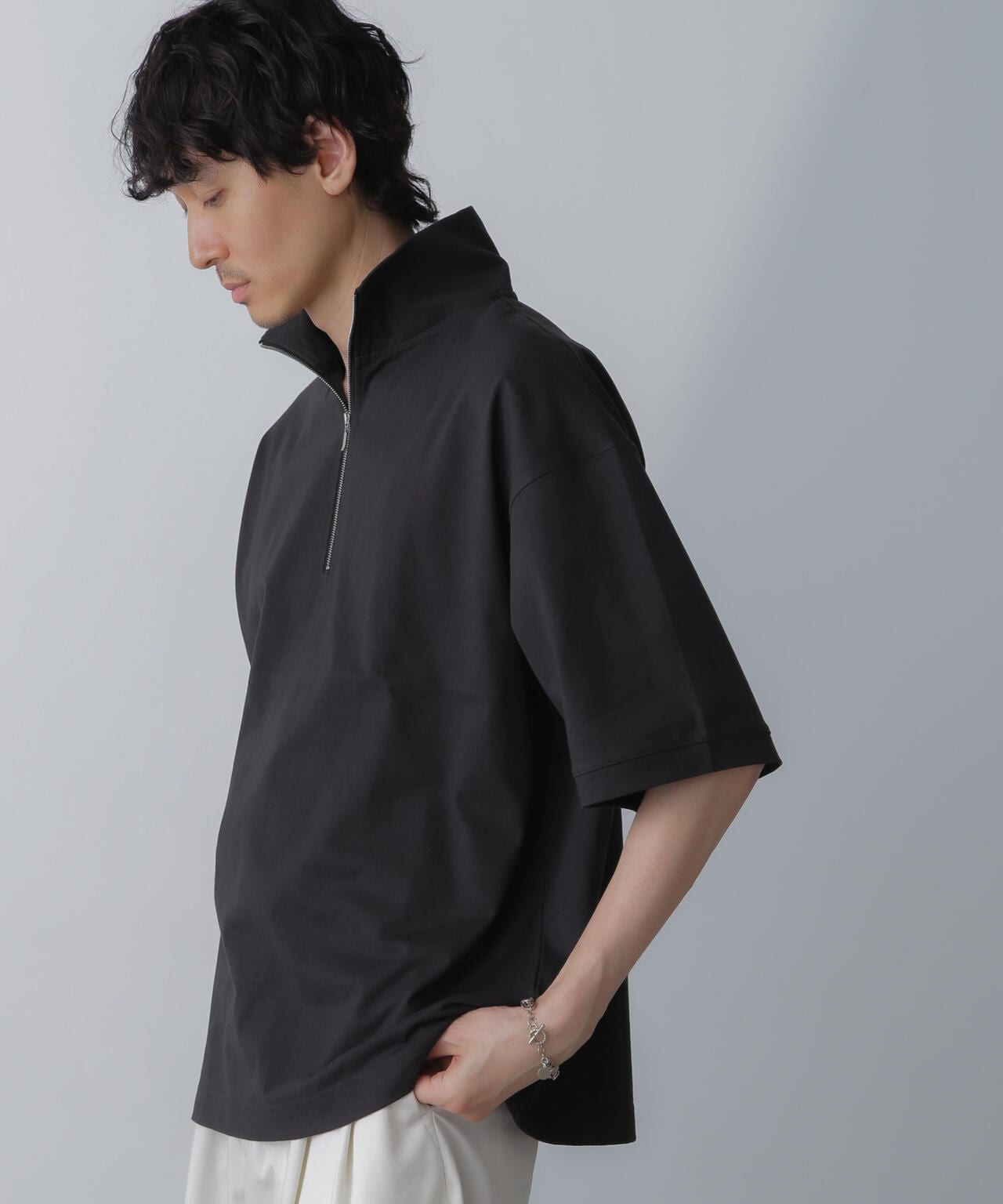 HALF ZIP ワイドシルエット Tシャツ 半袖 6724124225