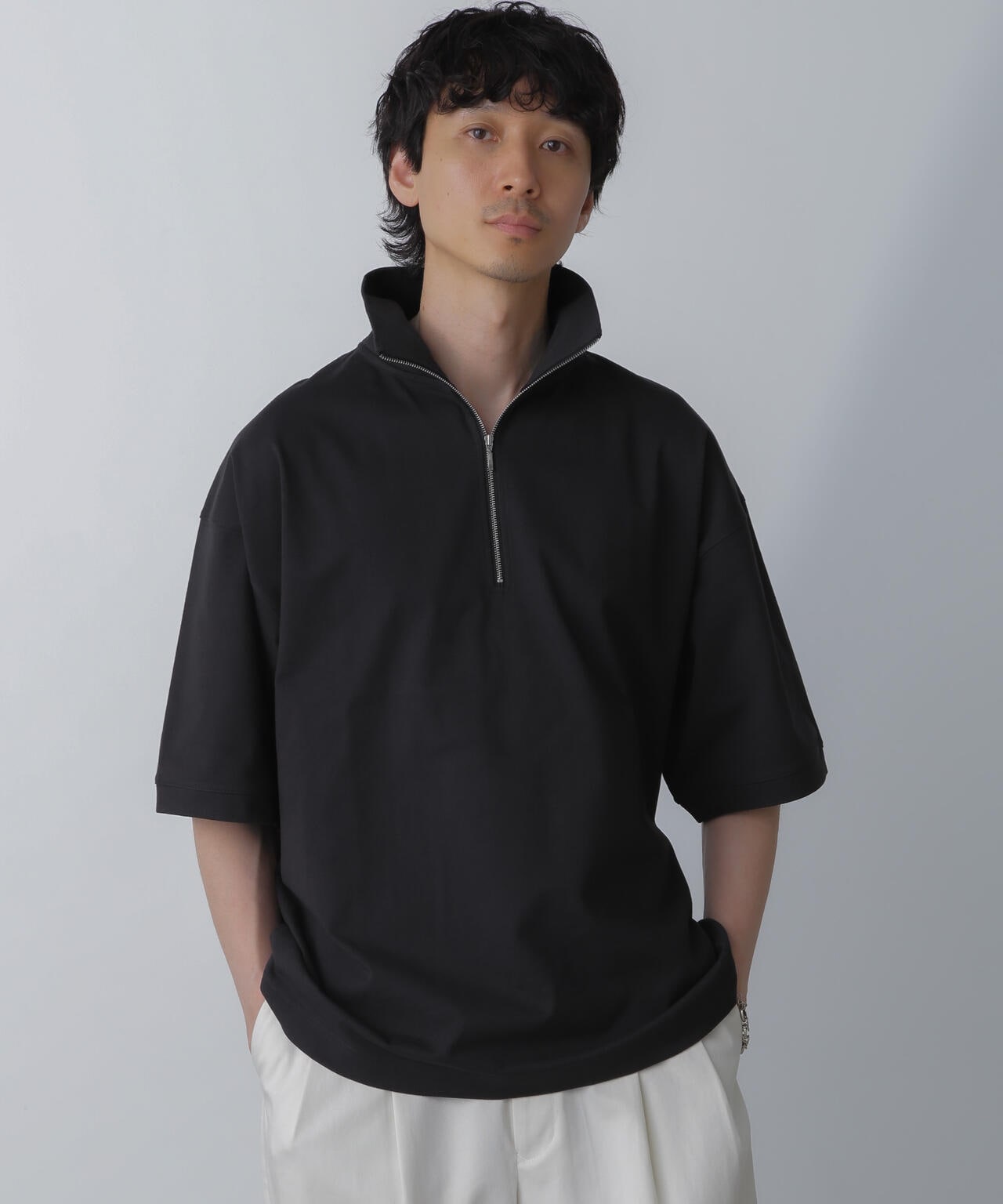 HALF ZIP ワイドシルエット Tシャツ 半袖 6724124225