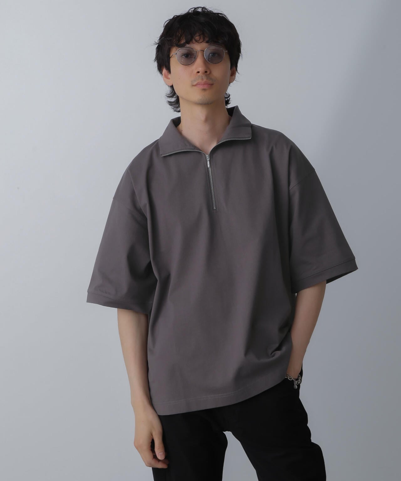 HALF ZIP ワイドシルエット Tシャツ 半袖 6724124225