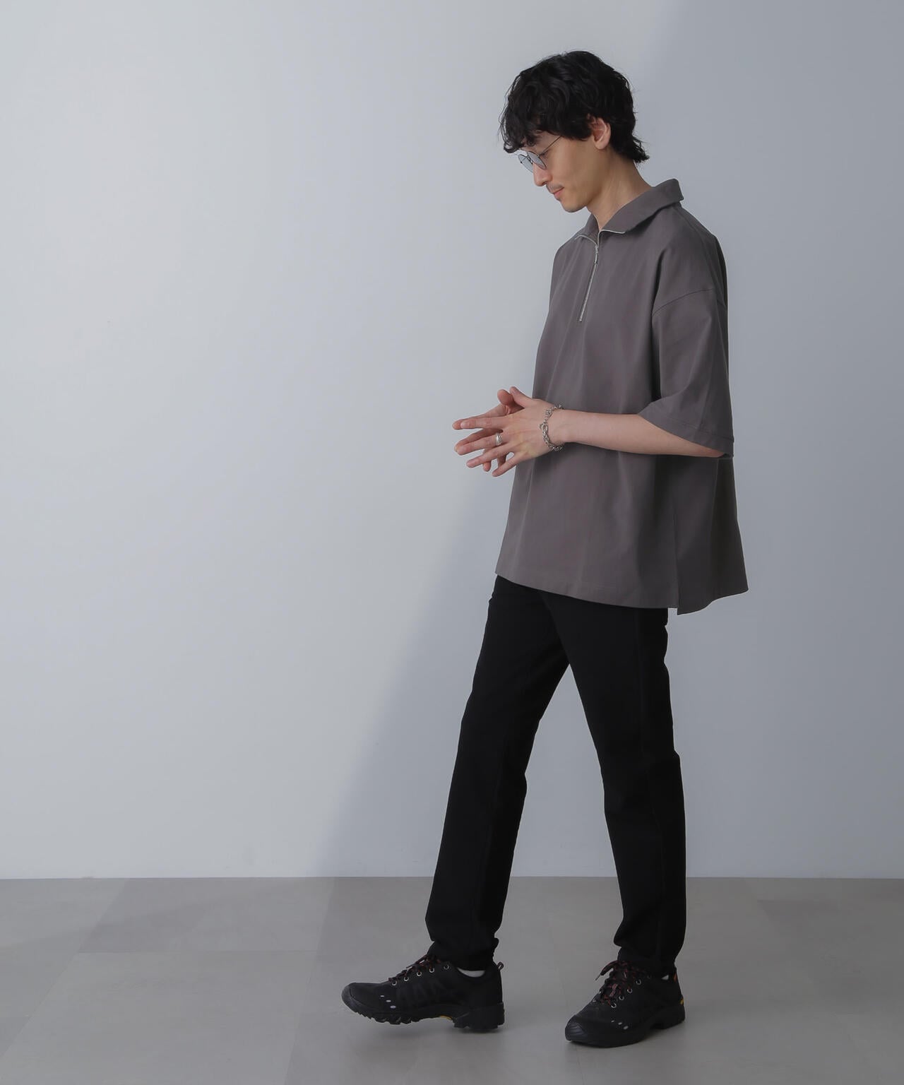 HALF ZIP ワイドシルエット Tシャツ 半袖 6724124225