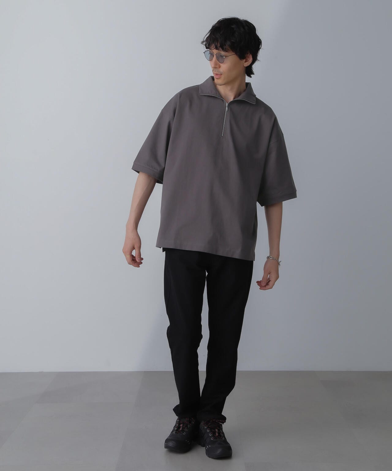 HALF ZIP ワイドシルエット Tシャツ 半袖 6724124225