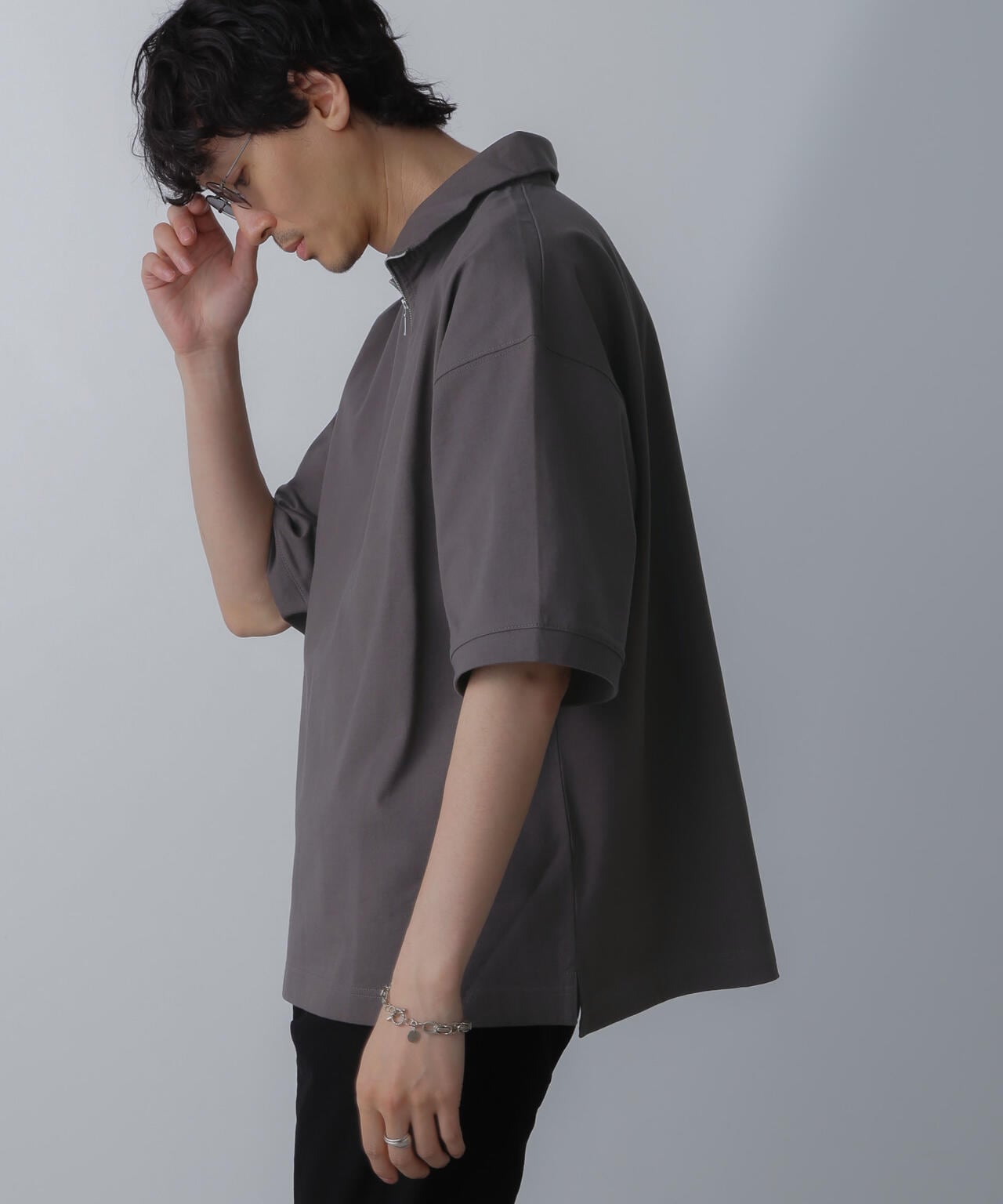 HALF ZIP ワイドシルエット Tシャツ 半袖 6724124225