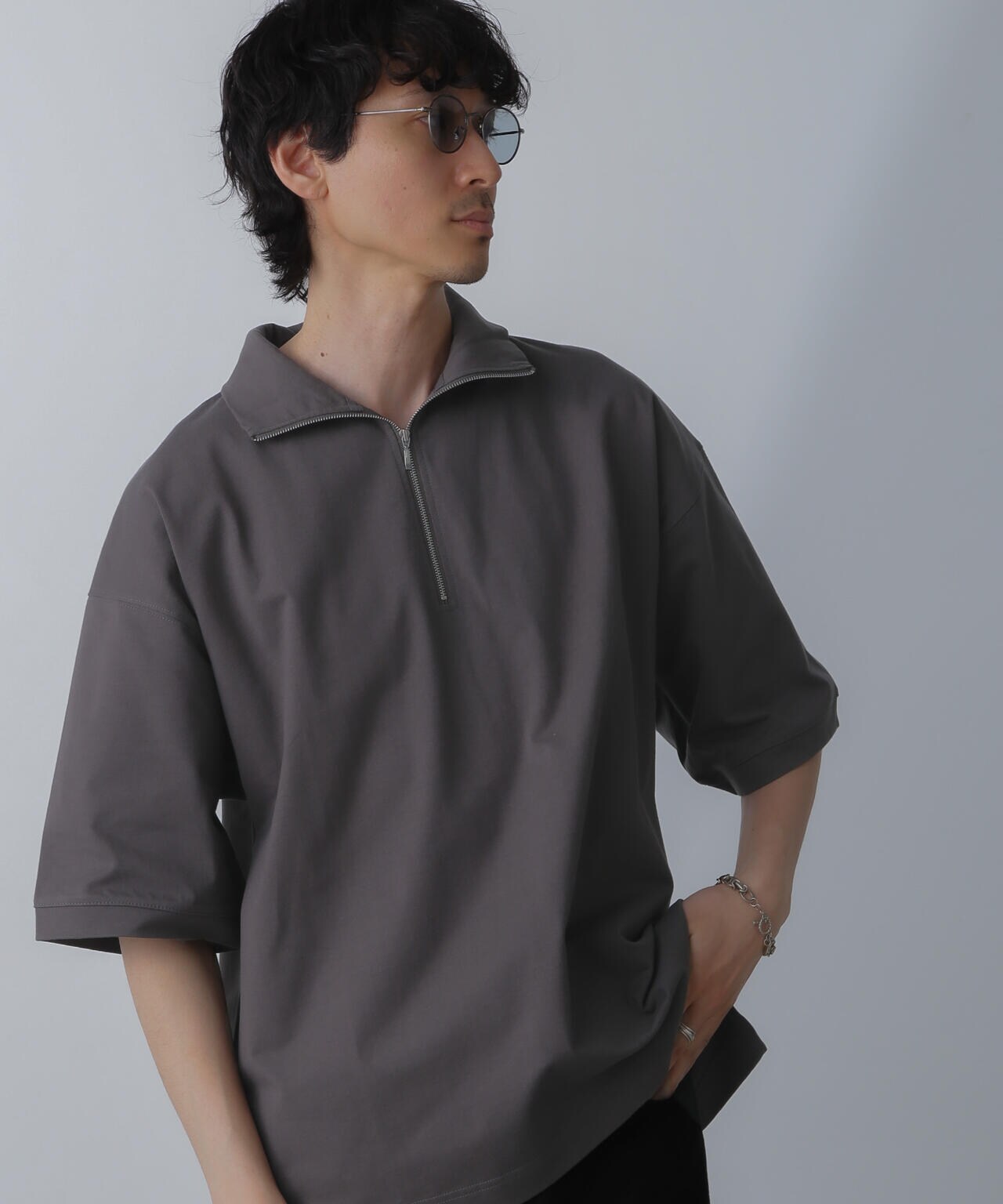 HALF ZIP ワイドシルエット Tシャツ 半袖 6724124225