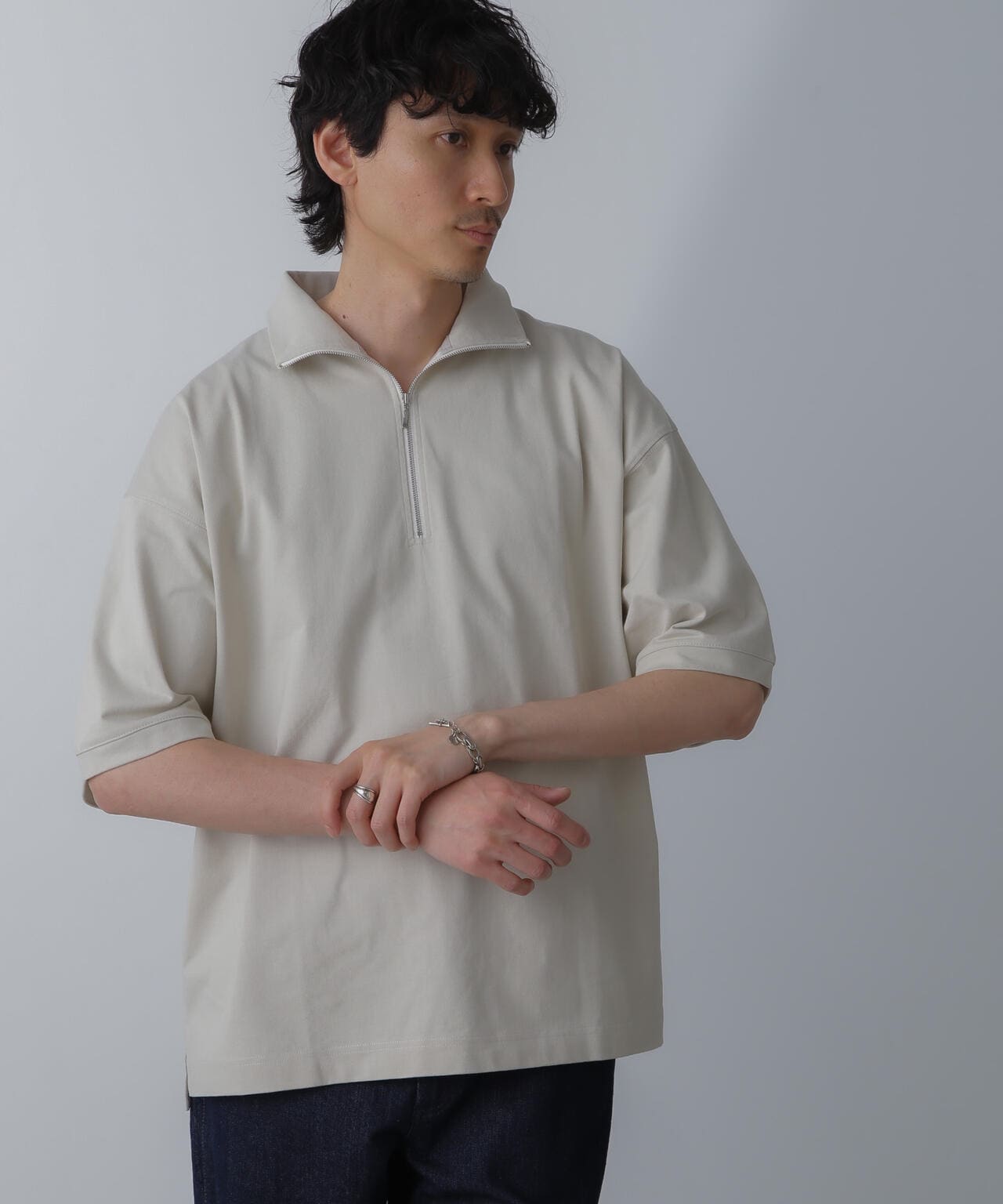 HALF ZIP ワイドシルエット Tシャツ 半袖 6724124225