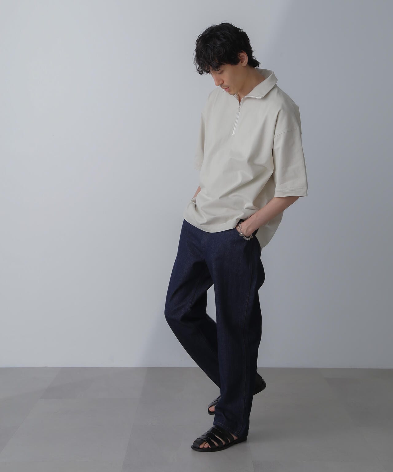 HALF ZIP ワイドシルエット Tシャツ 半袖 6724124225