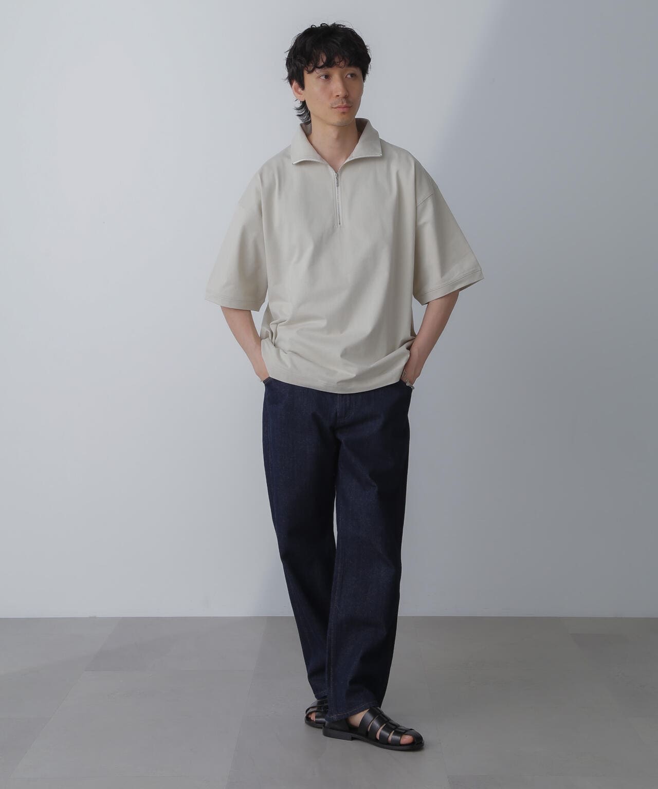 HALF ZIP ワイドシルエット Tシャツ 半袖 6724124225