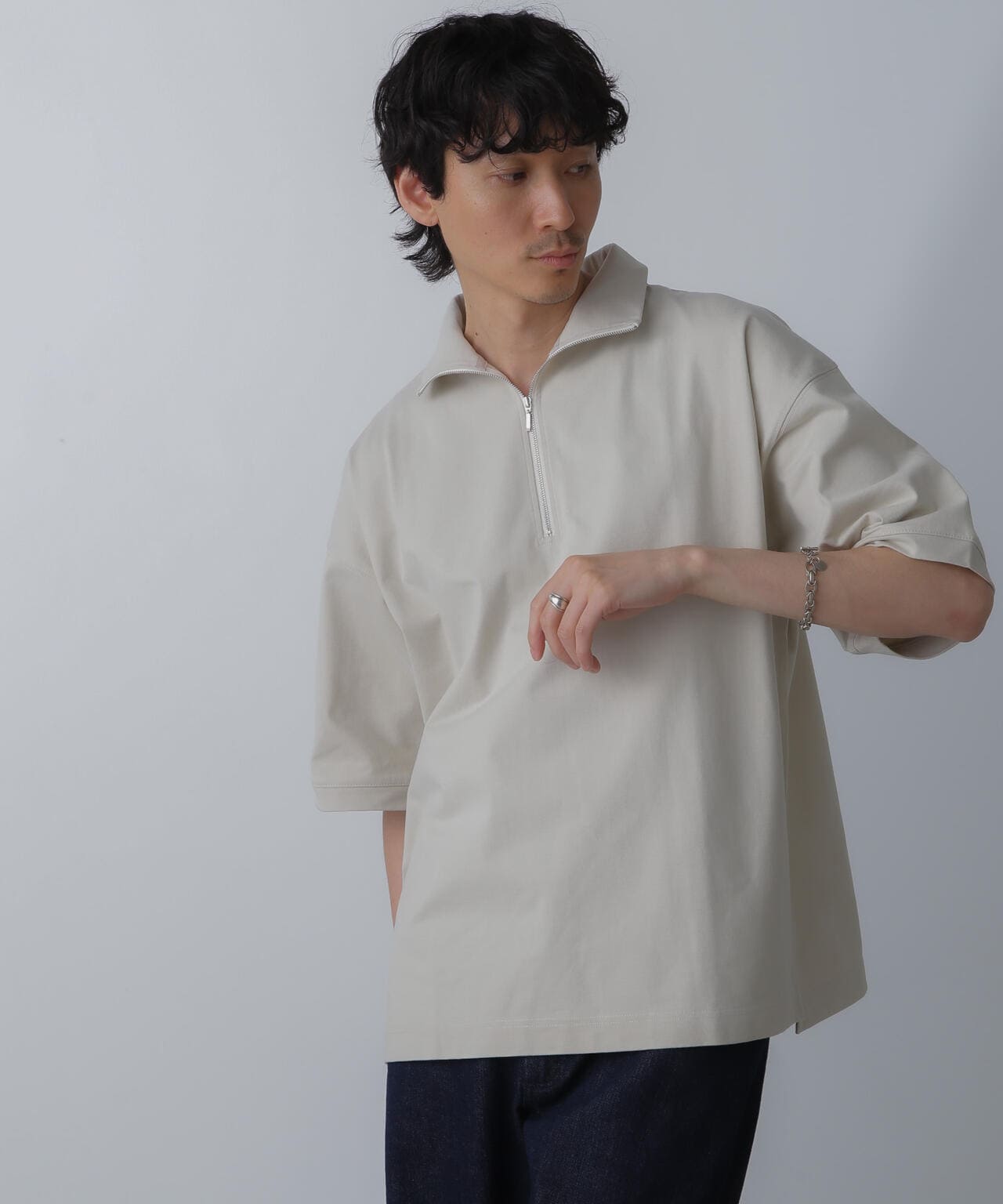 HALF ZIP ワイドシルエット Tシャツ 半袖 6724124225