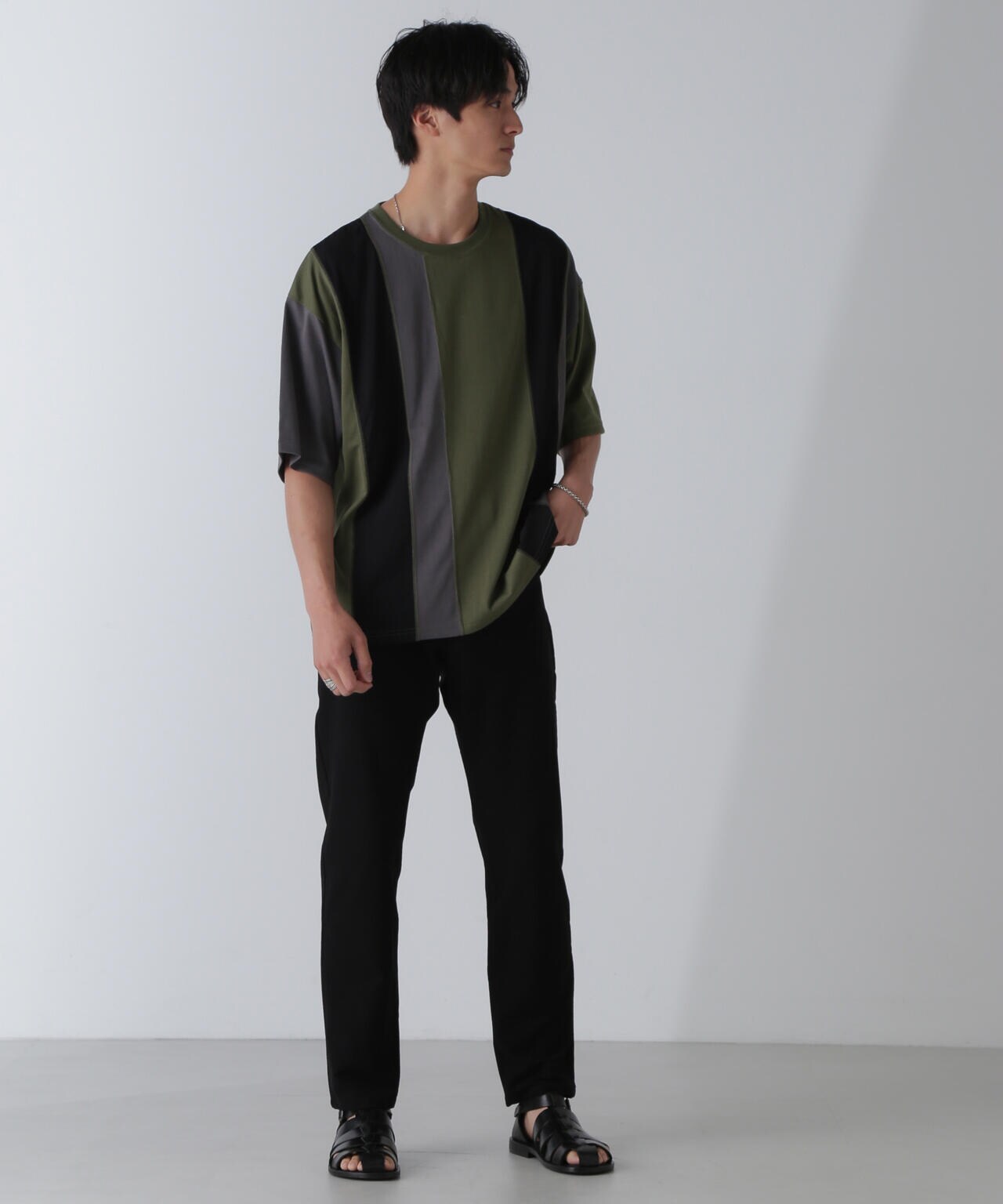 異素材切り替えTシャツ 半袖 6724124254