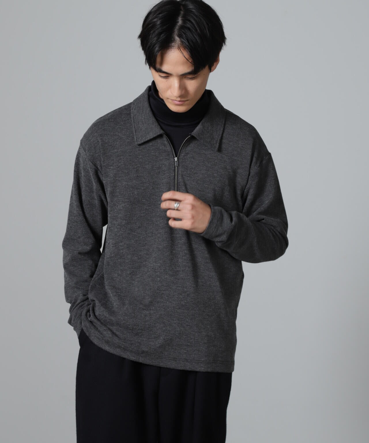 WEB限定/ストレッチテレコハーフジッププルオーバー 長袖 6724223224