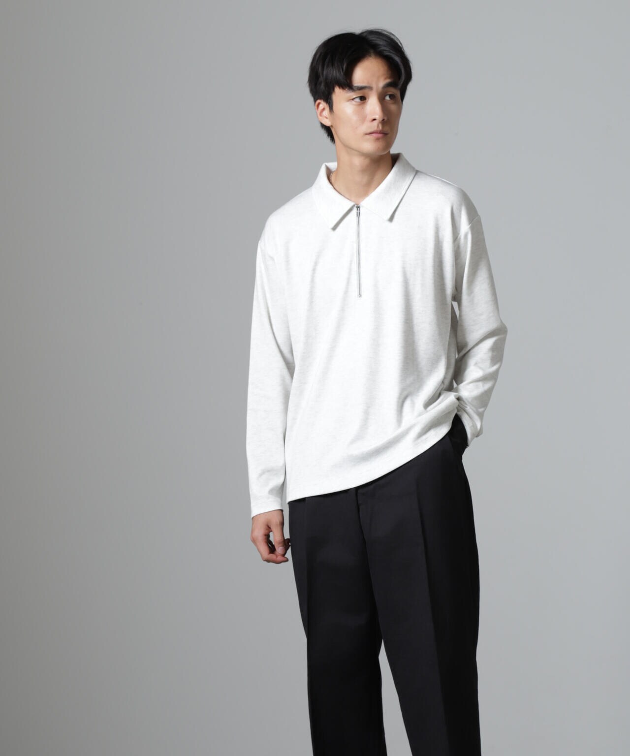 WEB限定/ストレッチテレコハーフジッププルオーバー 長袖 6724223224