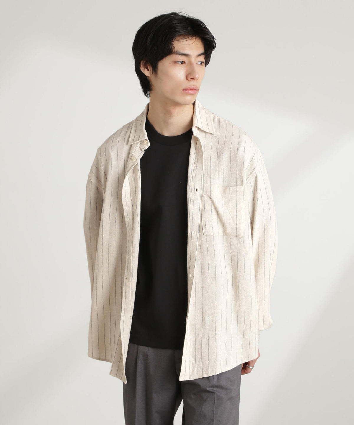WEB限定/ピンストライプレギュラーカラーシャツ 長袖 6725120209