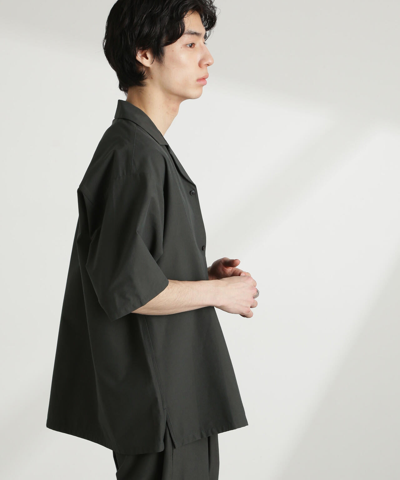 ストレッチワイドオープンカラーシャツ 半袖(セットアップ可) 6725121226