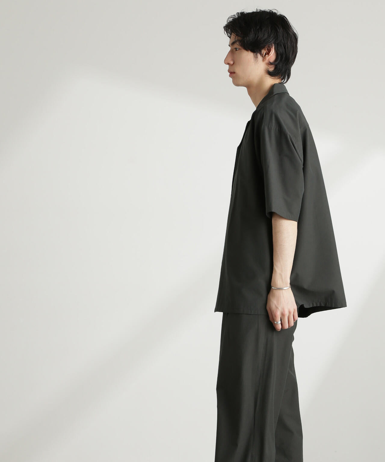 ストレッチワイドオープンカラーシャツ 半袖(セットアップ可) 6725121226