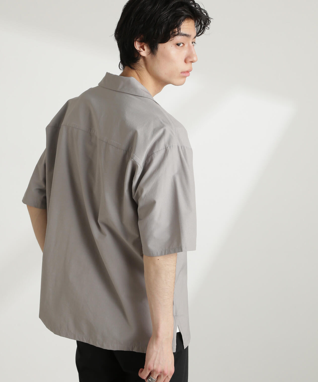 ストレッチワイドオープンカラーシャツ 半袖(セットアップ可) 6725121226