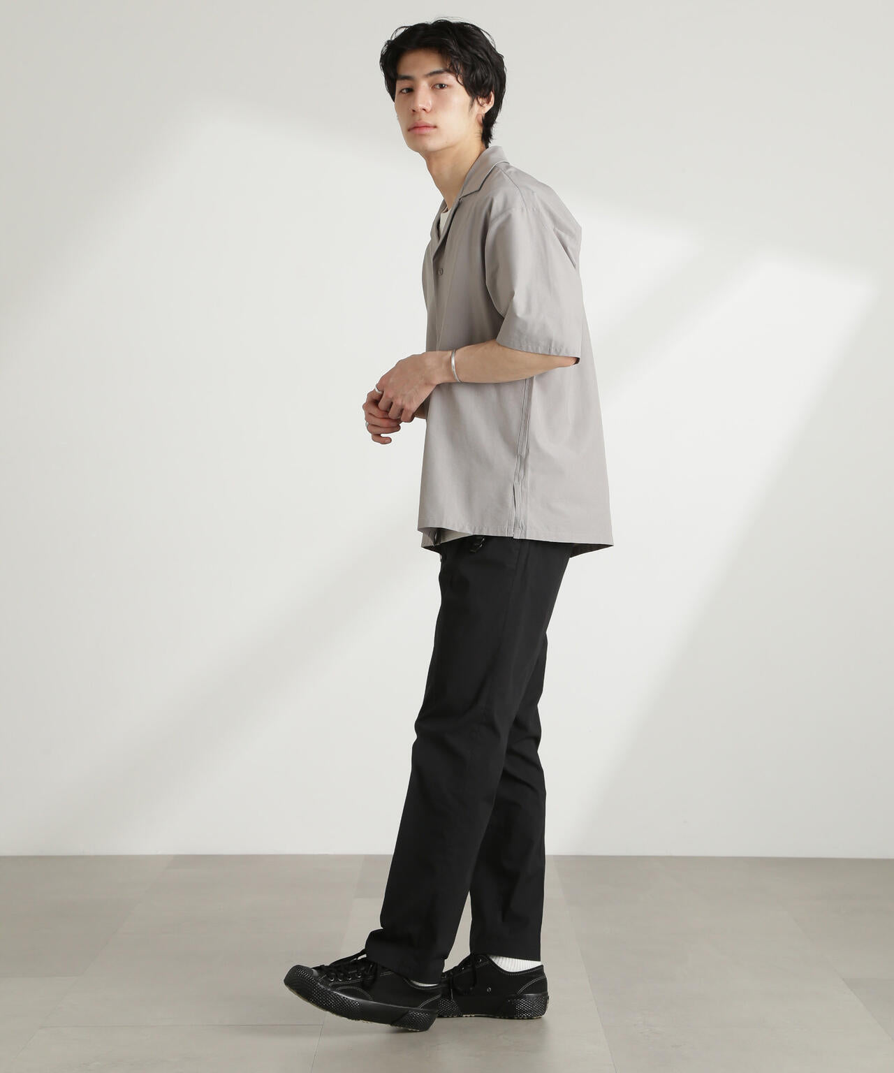 ストレッチワイドオープンカラーシャツ 半袖(セットアップ可) 6725121226