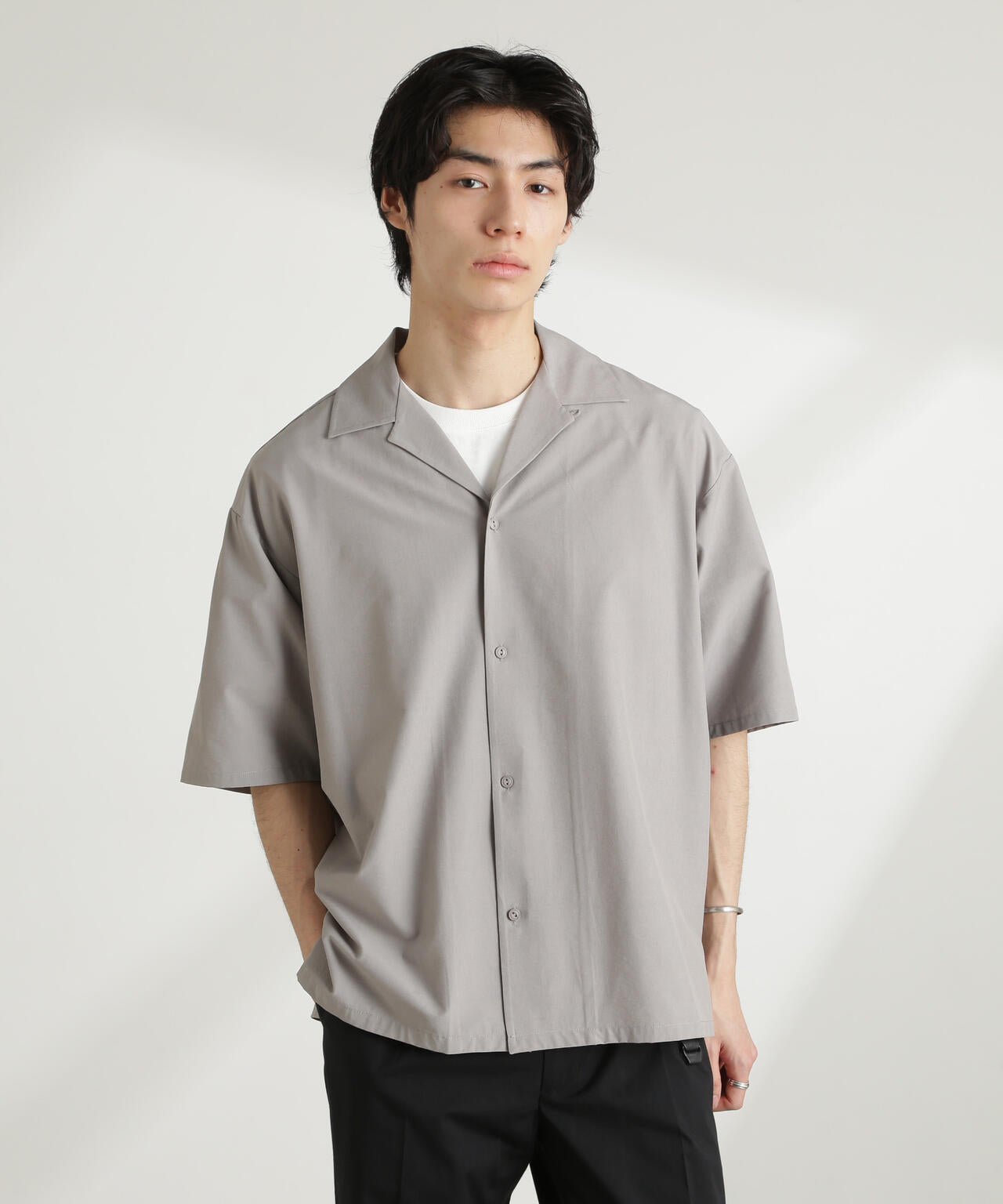 ストレッチワイドオープンカラーシャツ 半袖(セットアップ可) 6725121226