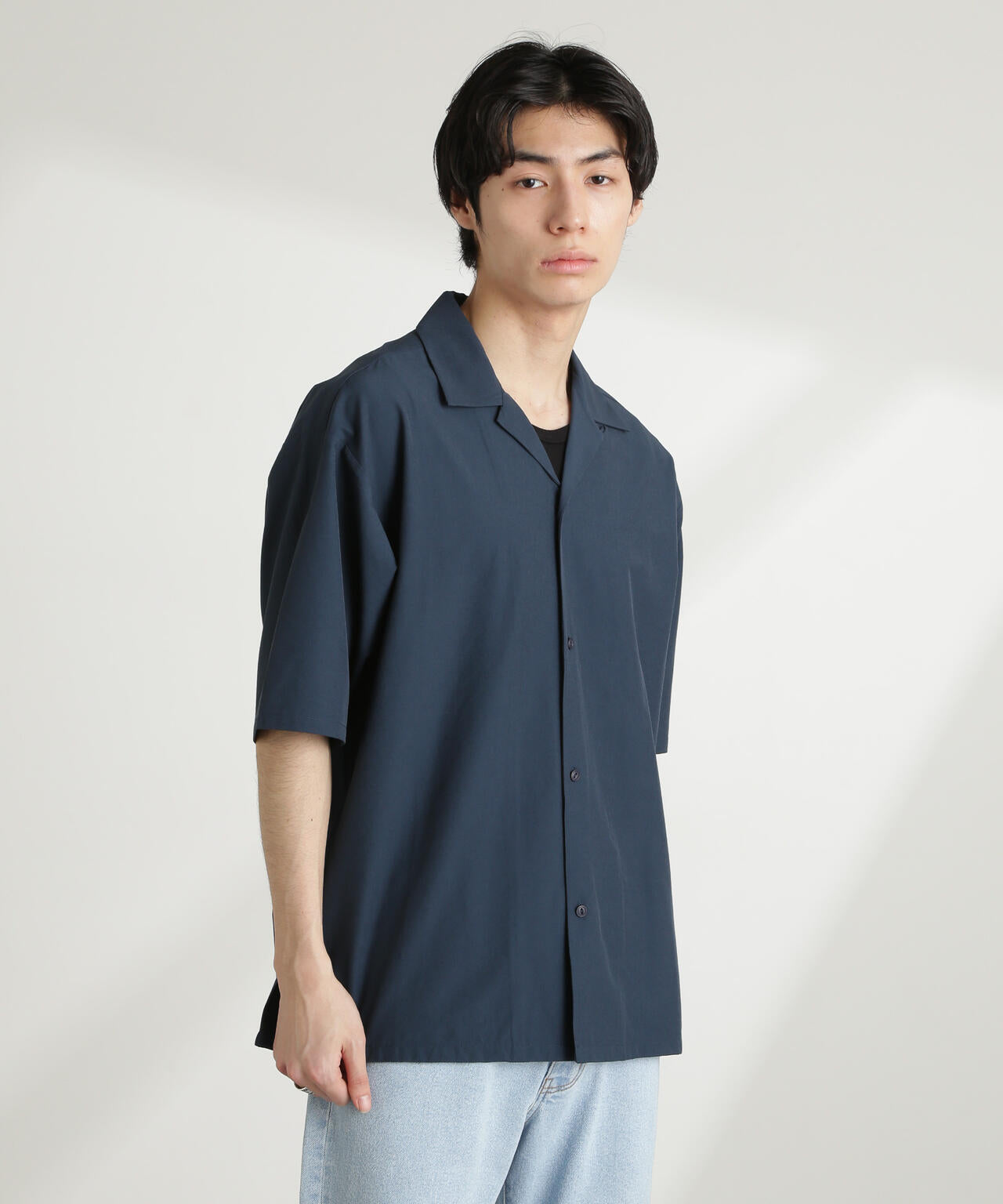 ストレッチワイドオープンカラーシャツ 半袖(セットアップ可) 6725121226