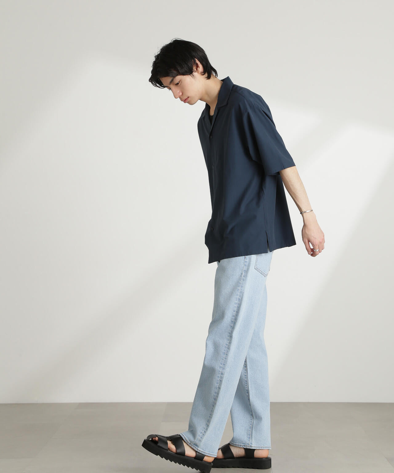 ストレッチワイドオープンカラーシャツ 半袖(セットアップ可) 6725121226