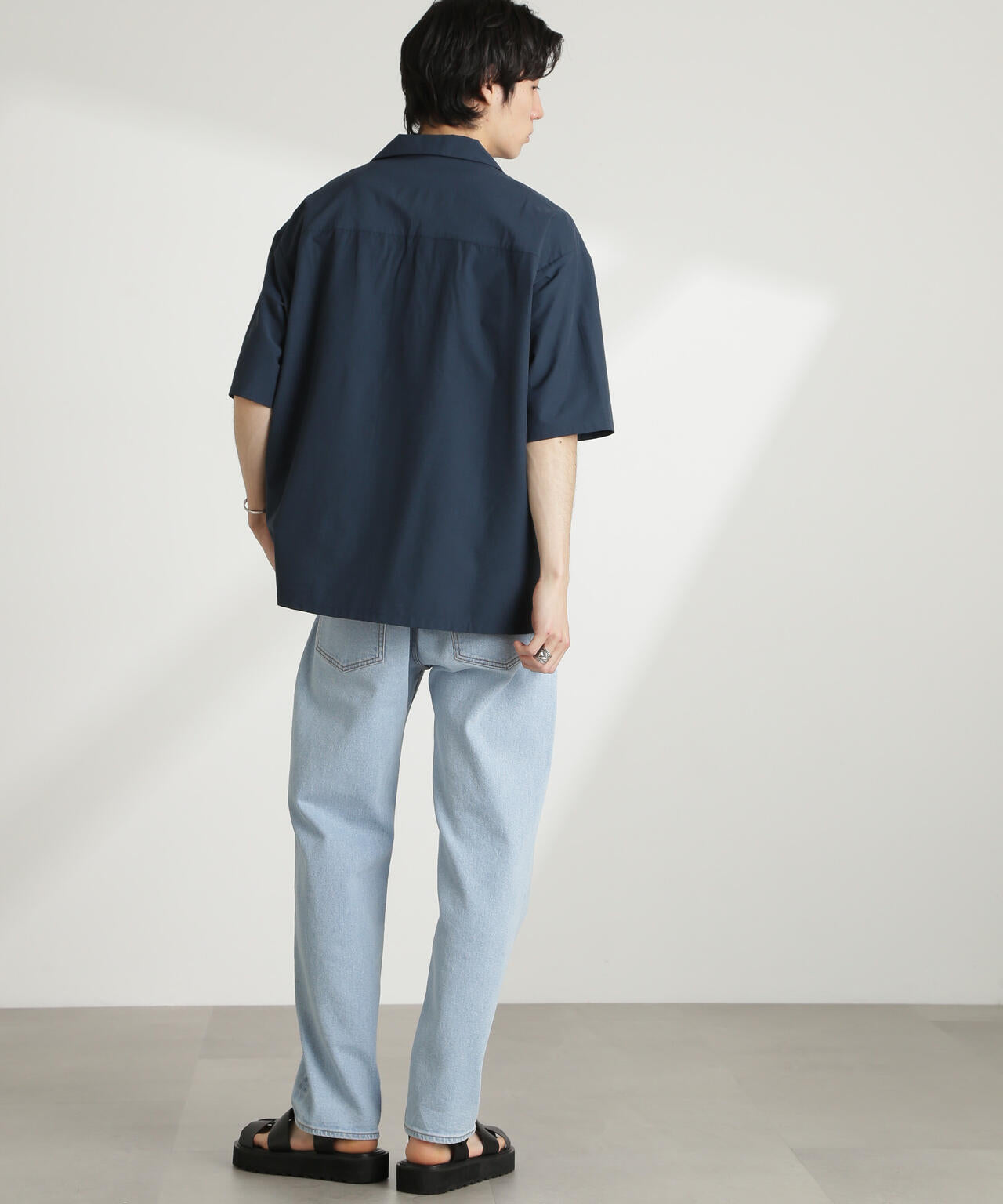 ストレッチワイドオープンカラーシャツ 半袖(セットアップ可) 6725121226