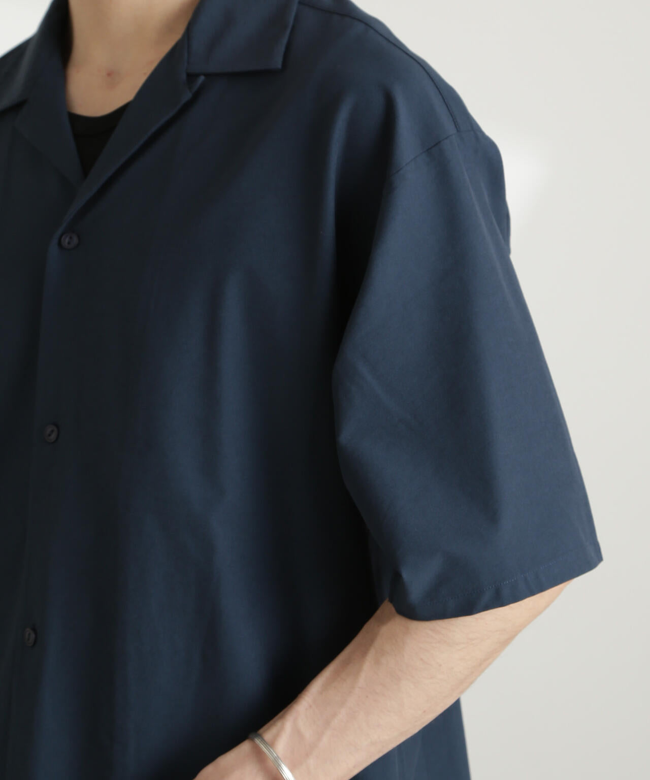 ストレッチワイドオープンカラーシャツ 半袖(セットアップ可) 6725121226