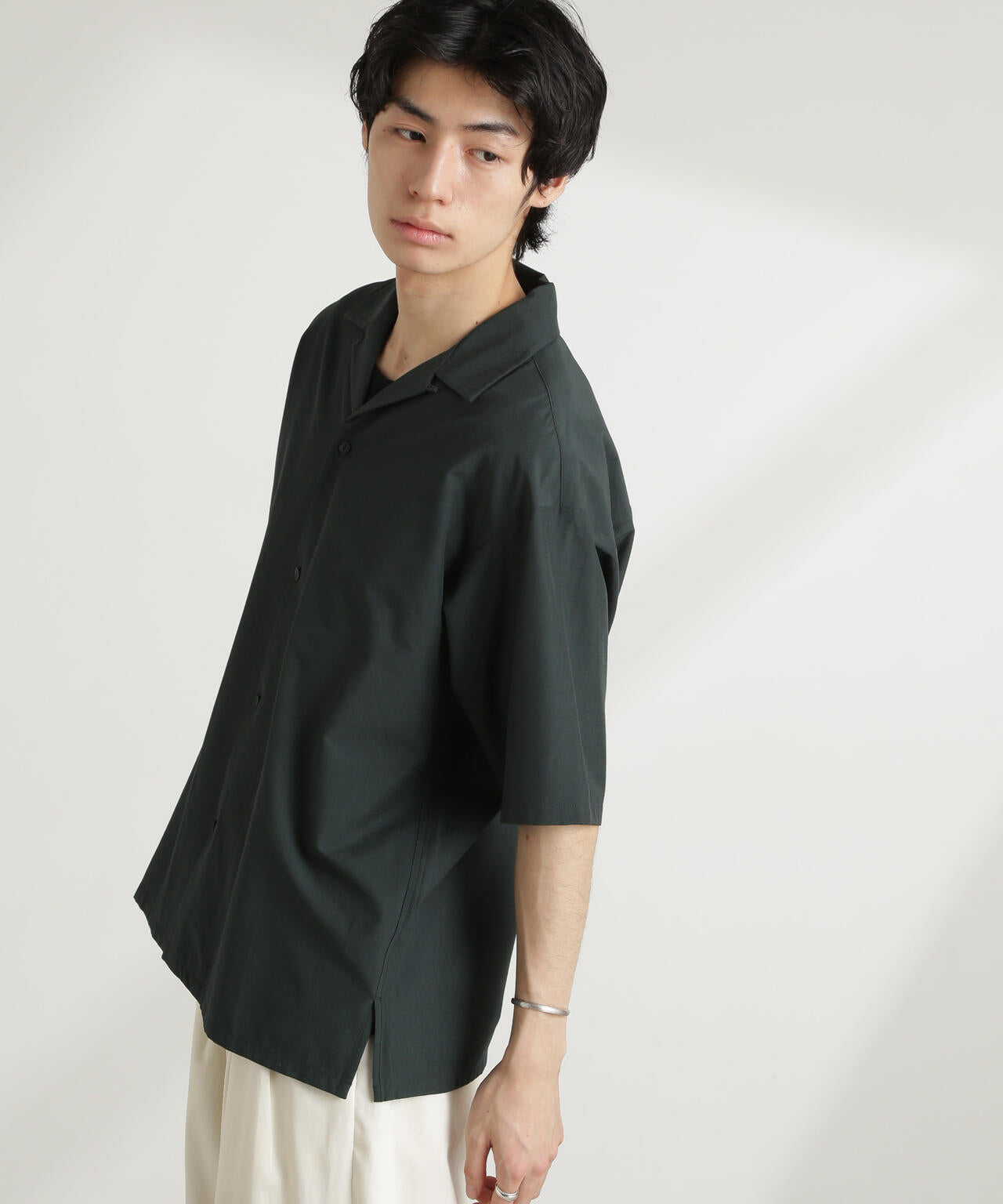 ストレッチワイドオープンカラーシャツ 半袖(セットアップ可) 6725121226