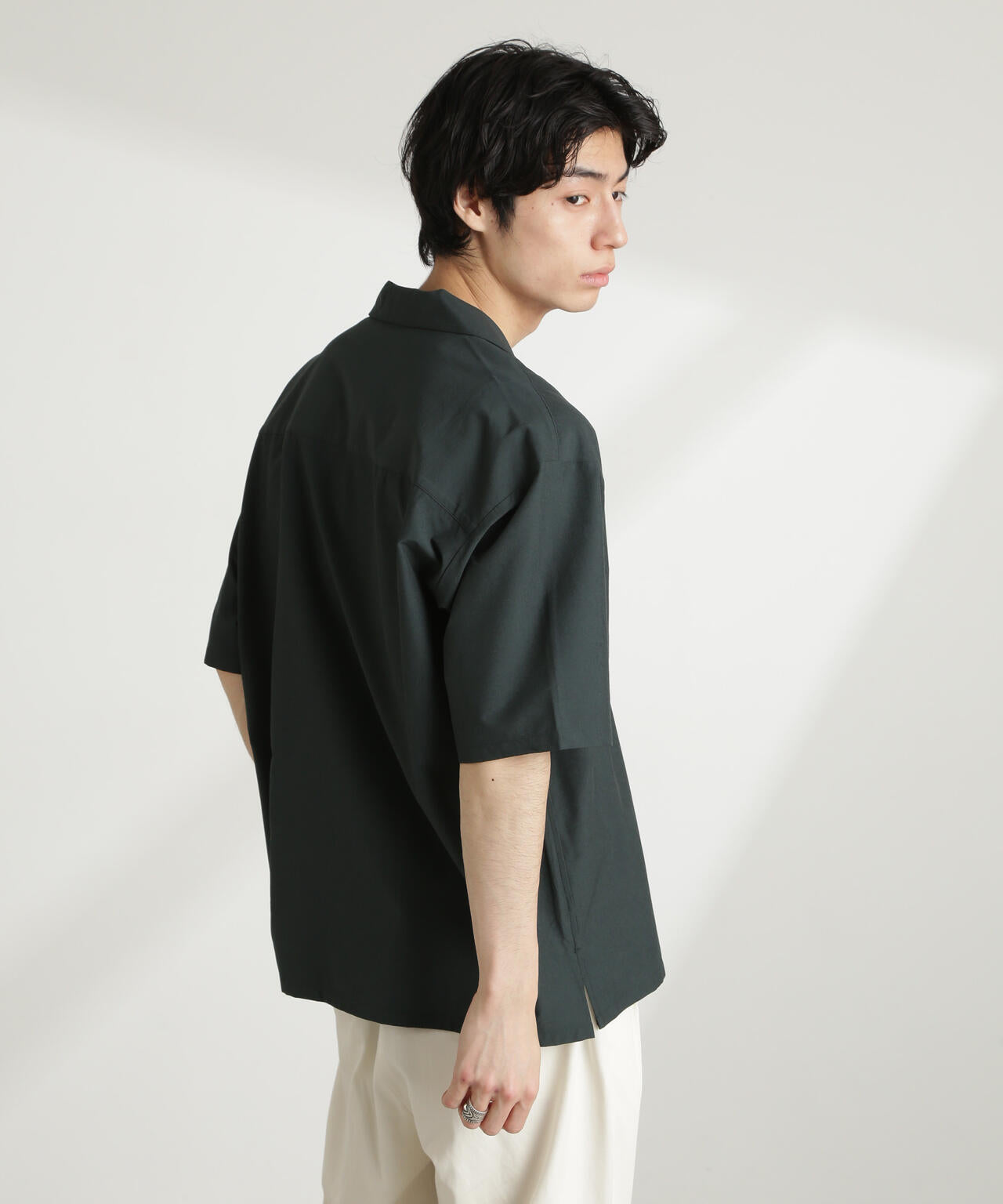 ストレッチワイドオープンカラーシャツ 半袖(セットアップ可) 6725121226