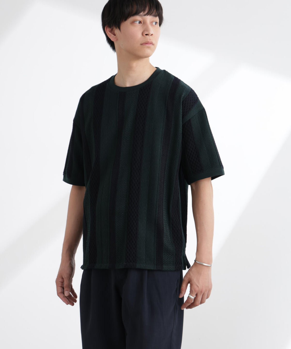 ストライプジャガードTシャツ 半袖 6725124221