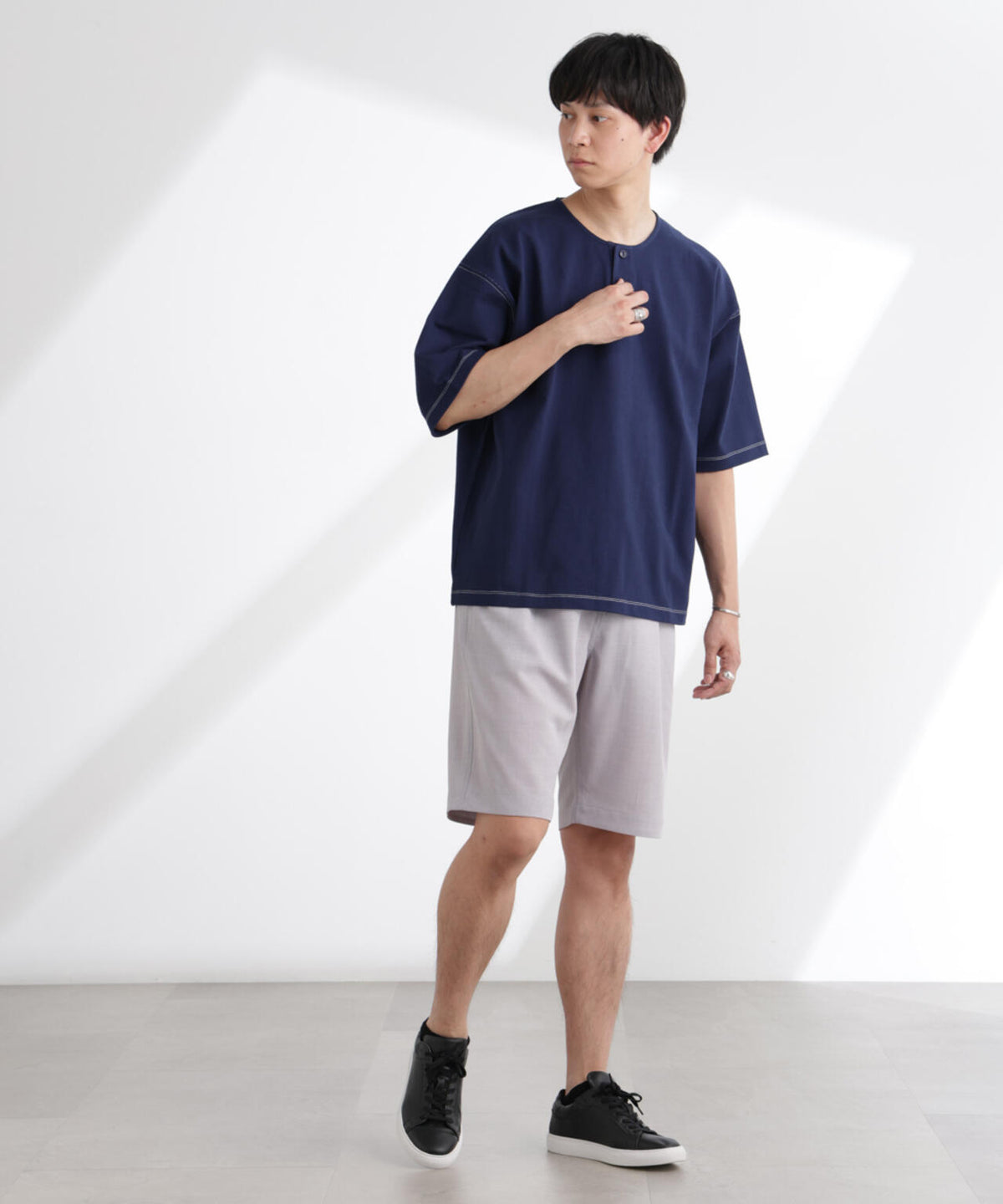 ヘビーオンスワイドヘンリーネックTシャツ 半袖 6725124227