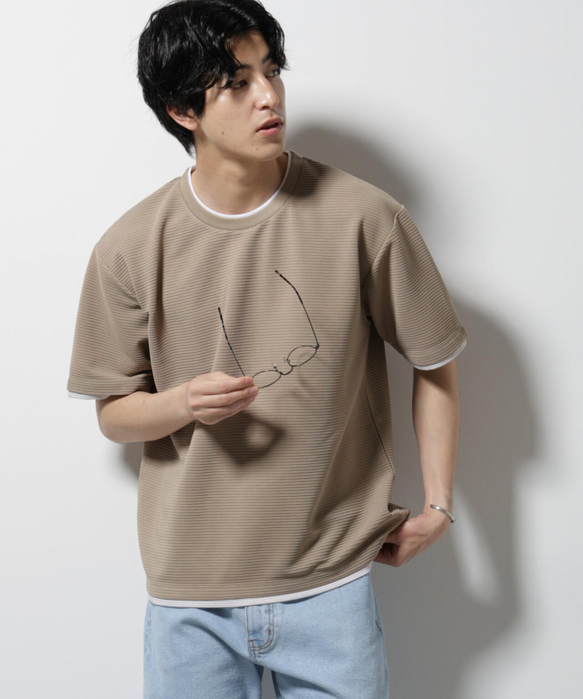 ガーターフェイクレイヤードTシャツ 半袖 6725124236