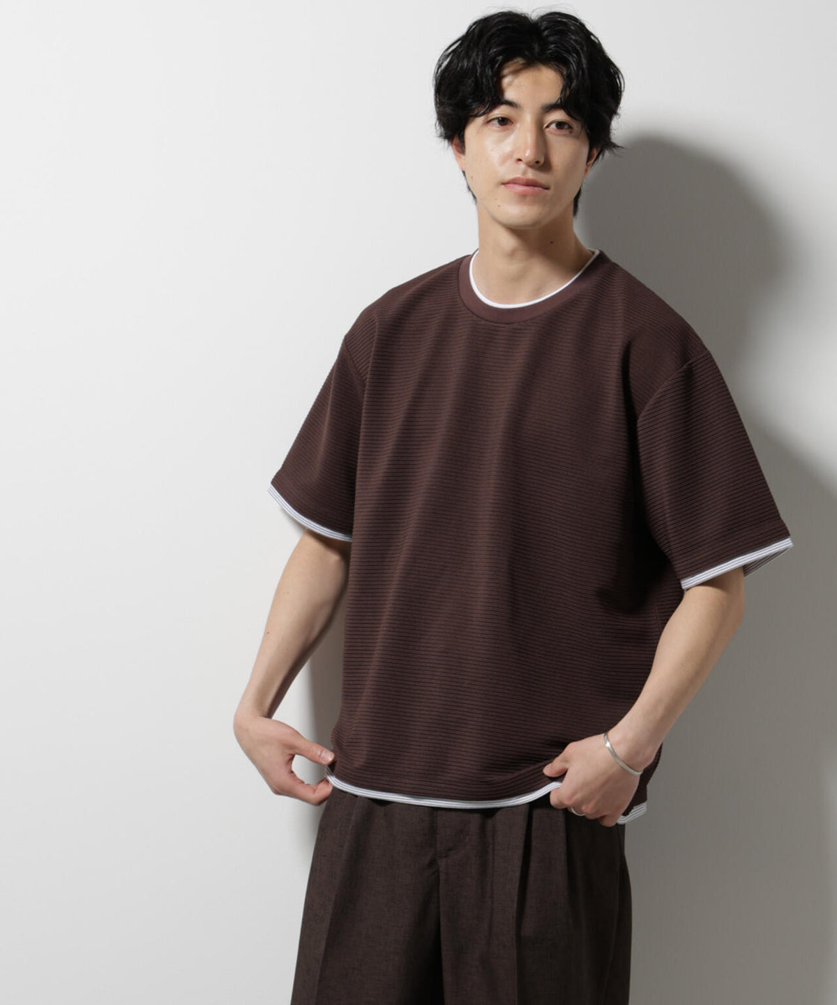 ガーターフェイクレイヤードTシャツ 半袖 6725124236
